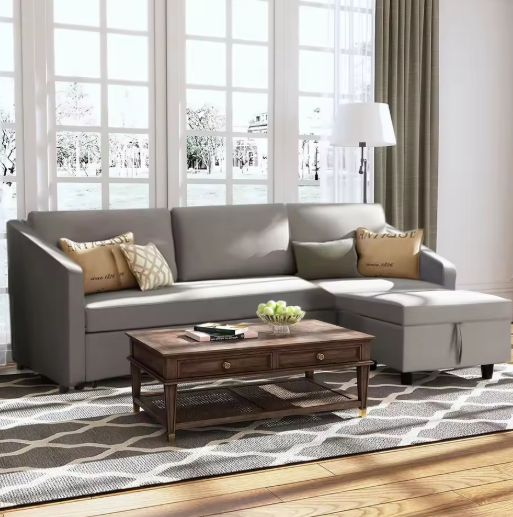 Modern Gray Sofa with Chaise