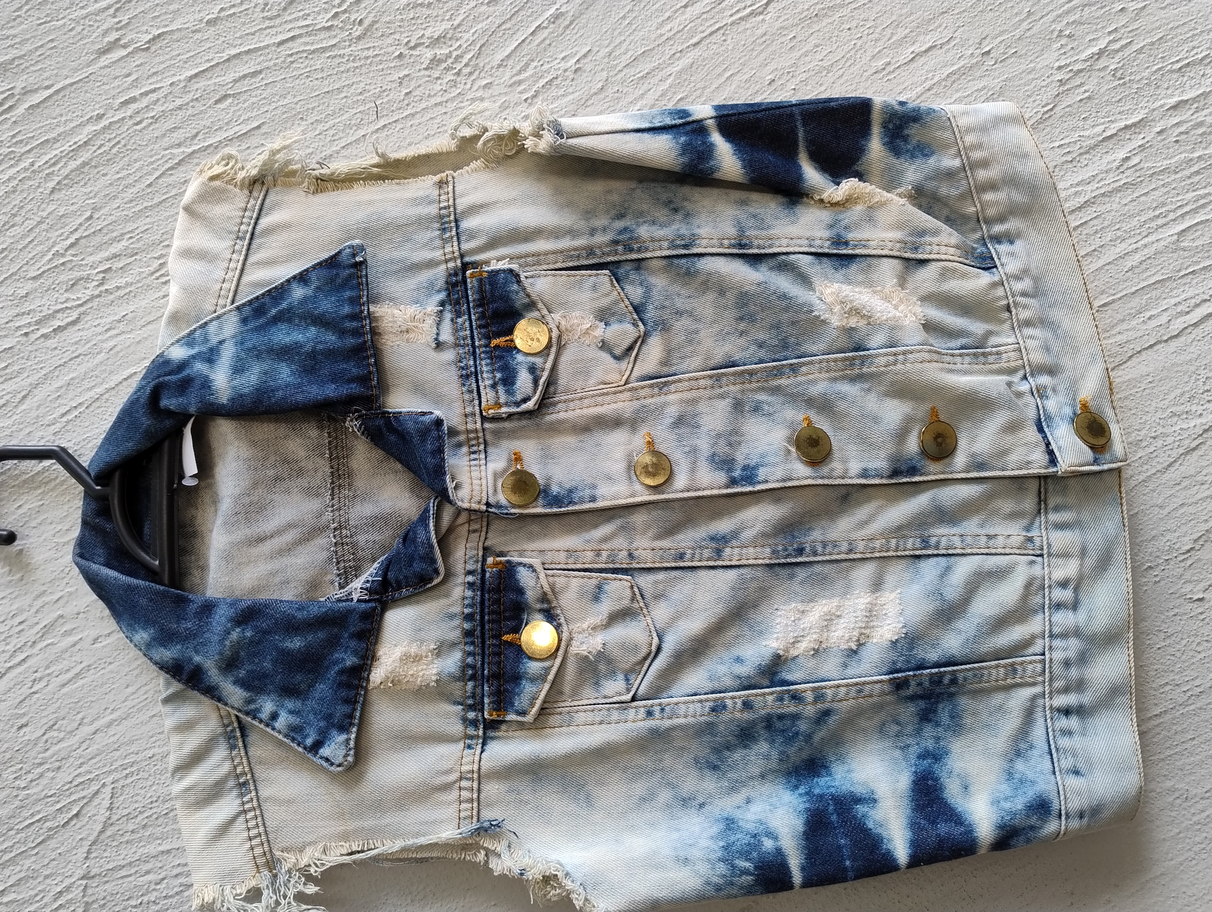 Colete jeans tie dye - M