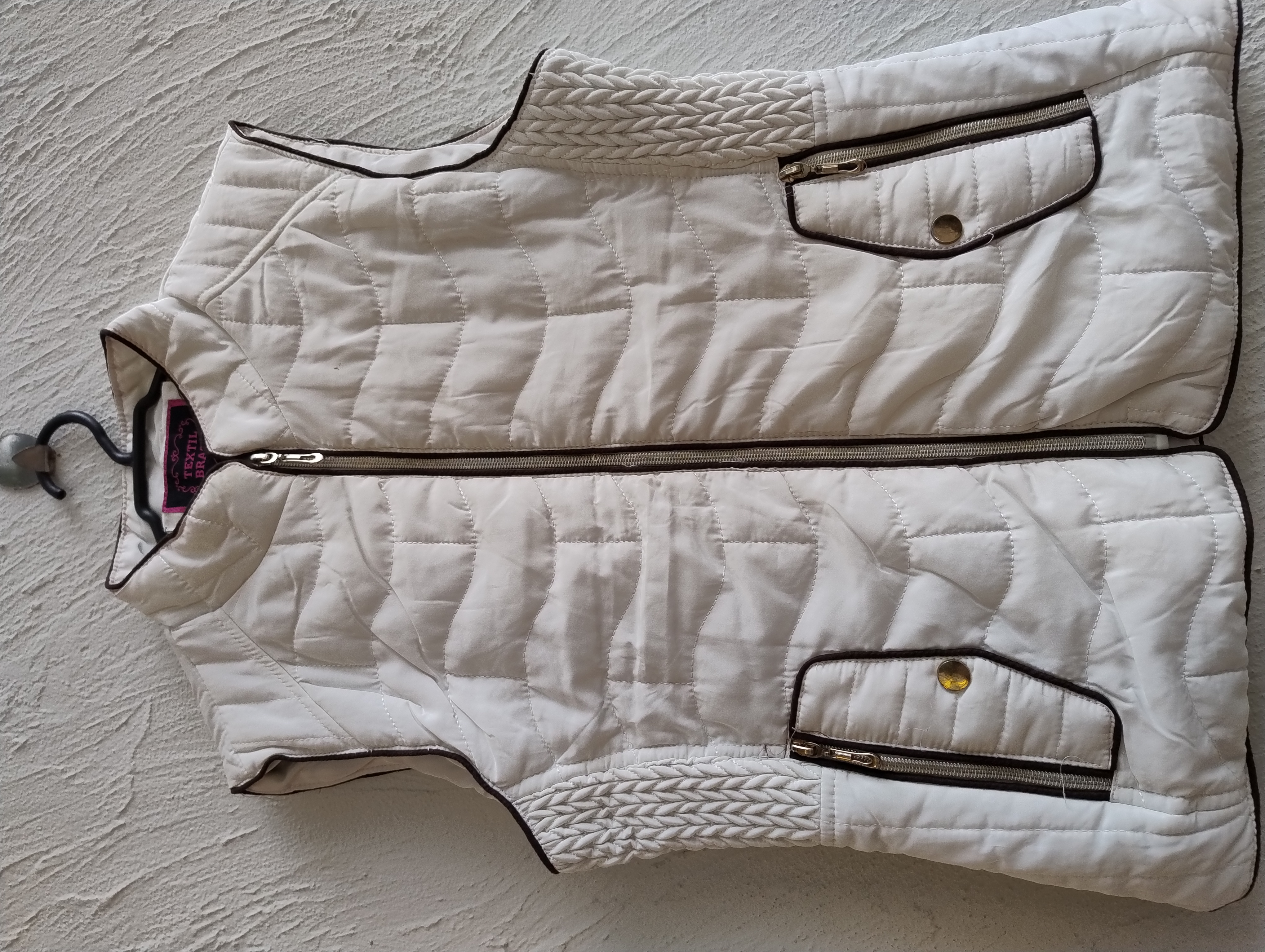 Colete acolchoado feminino branco- M