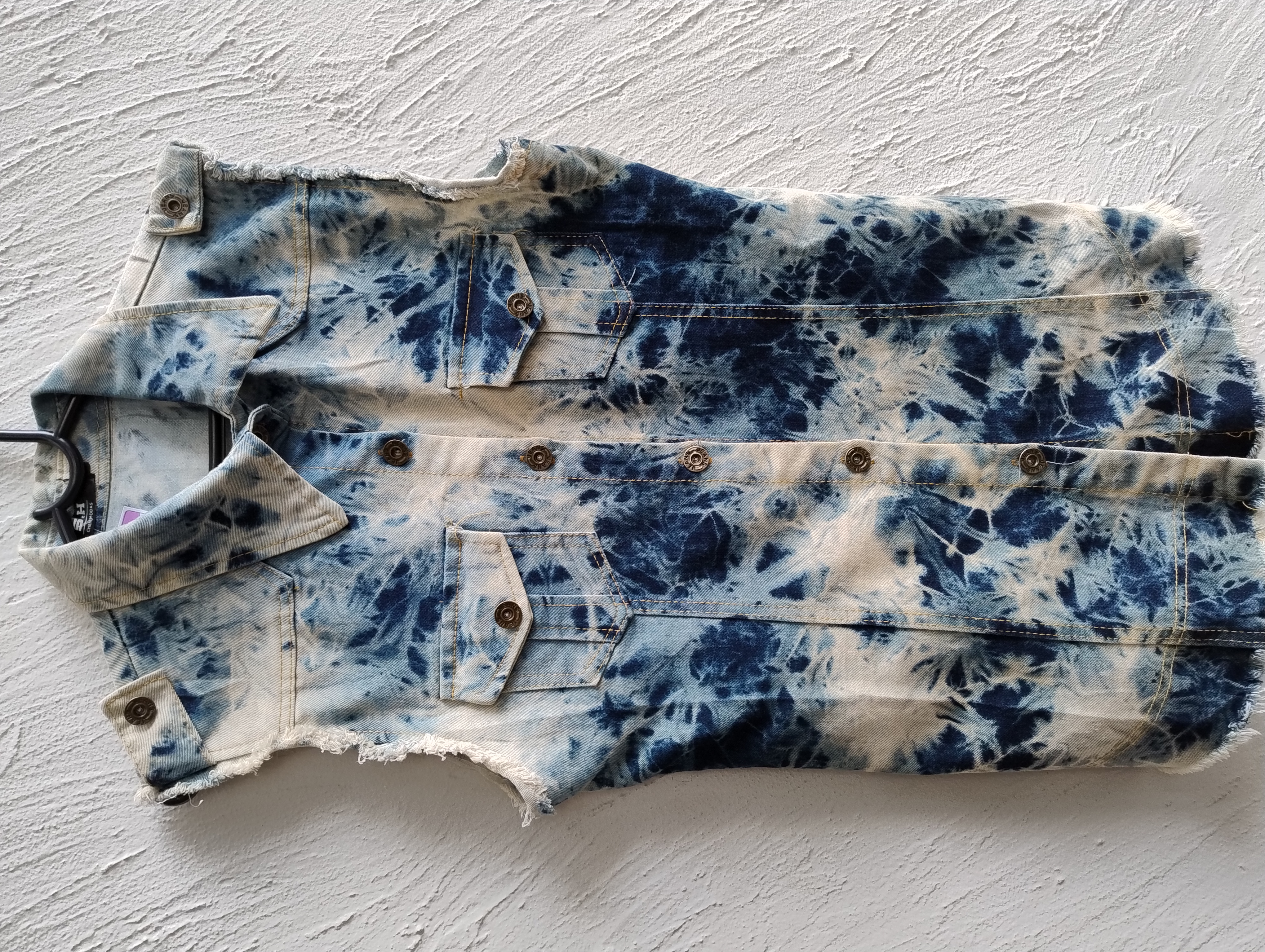 Colete jeans tie-dye - P