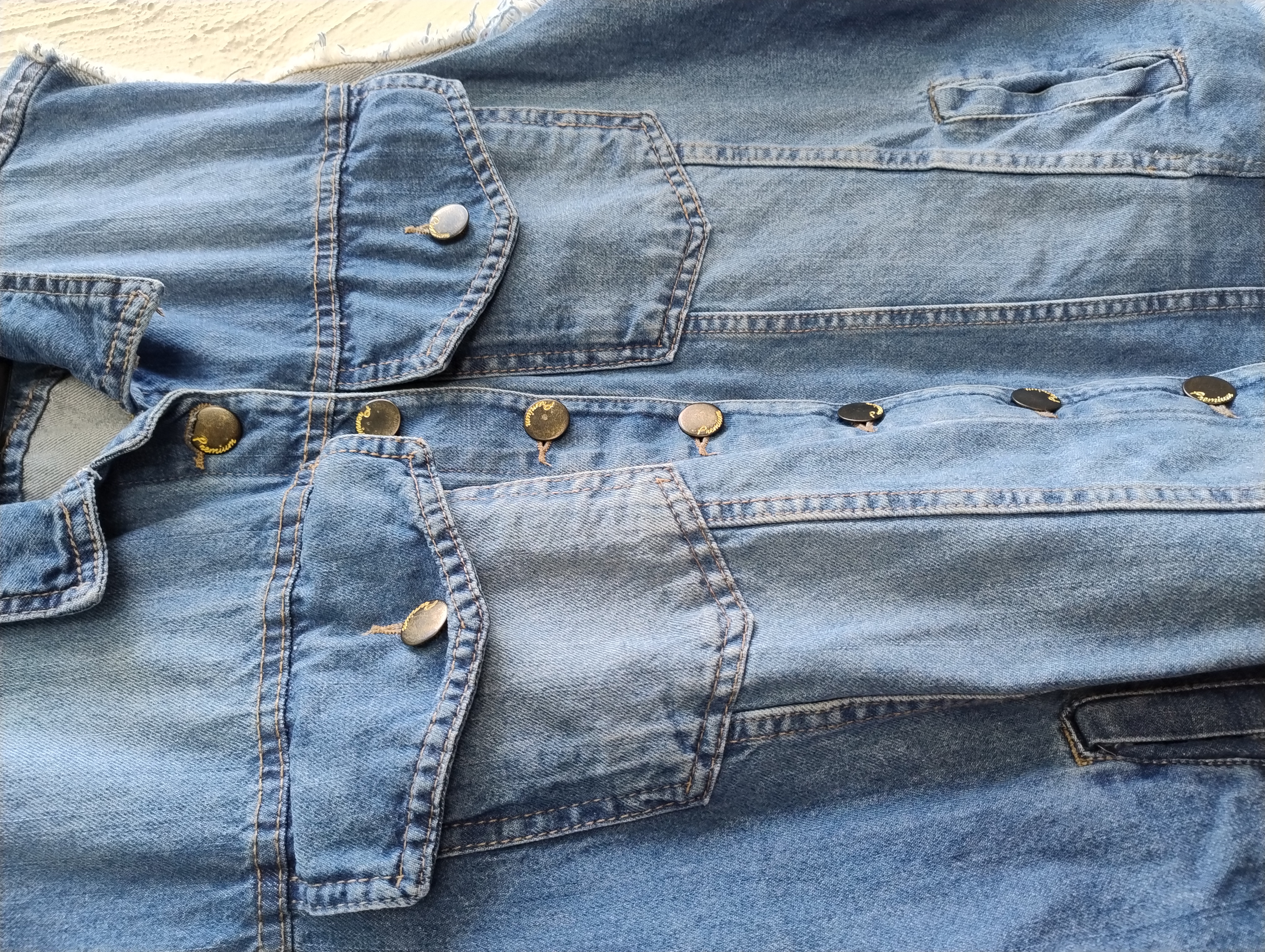 Colete jeans sem mangas -G1