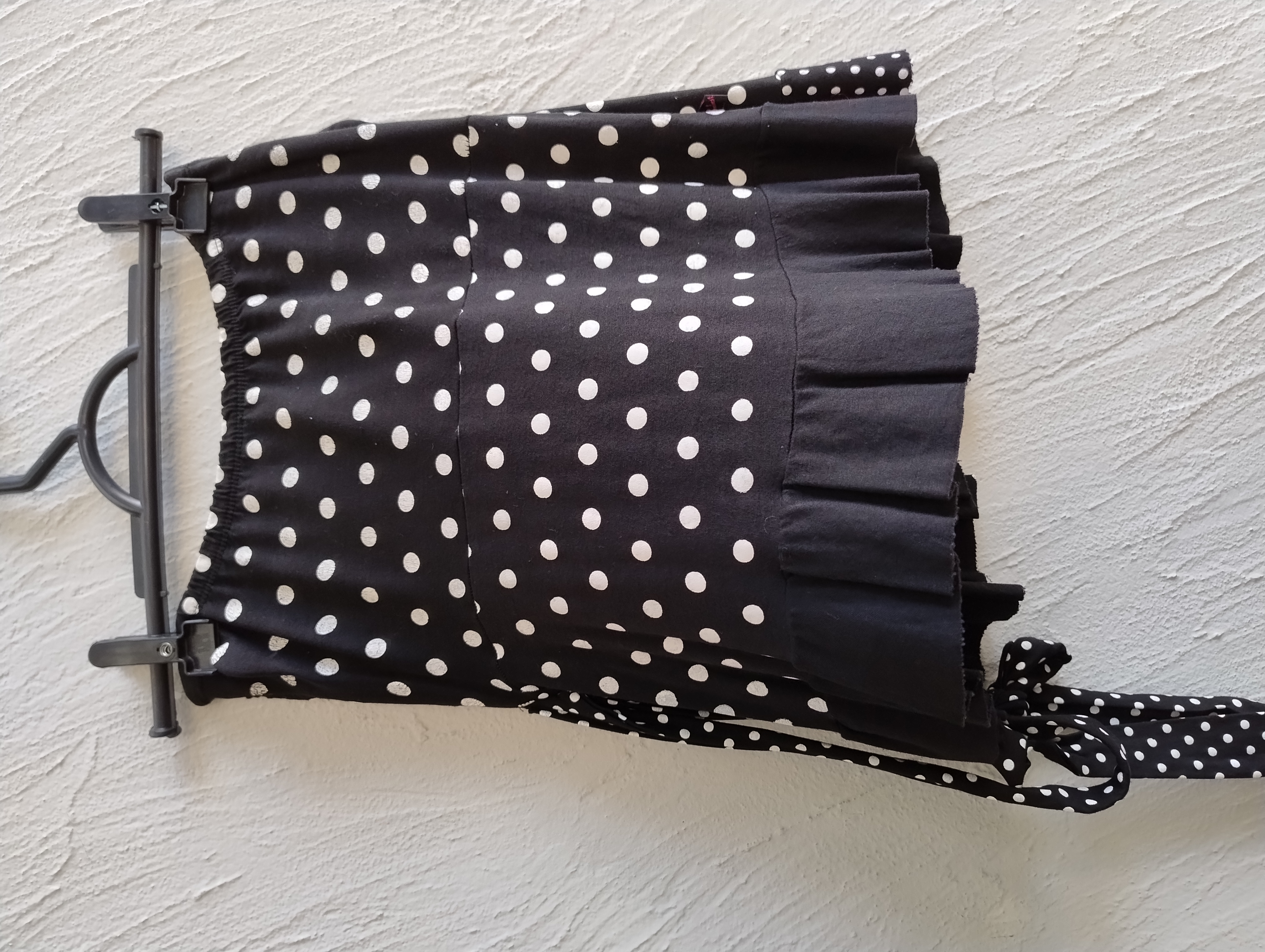 Blusa tomara que caia preto de bolinhas, P.