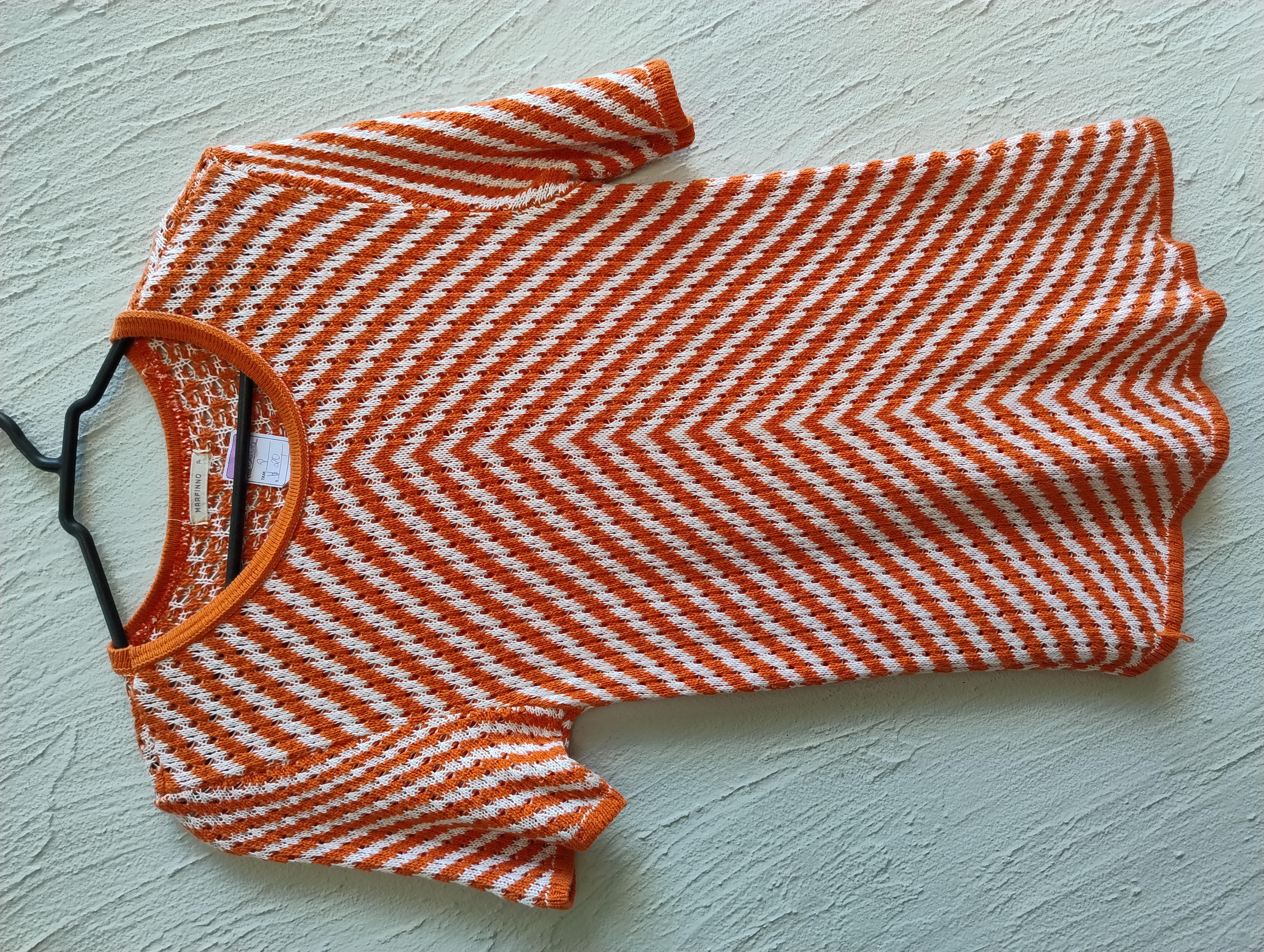 Blusa listrada laranja e branca, P