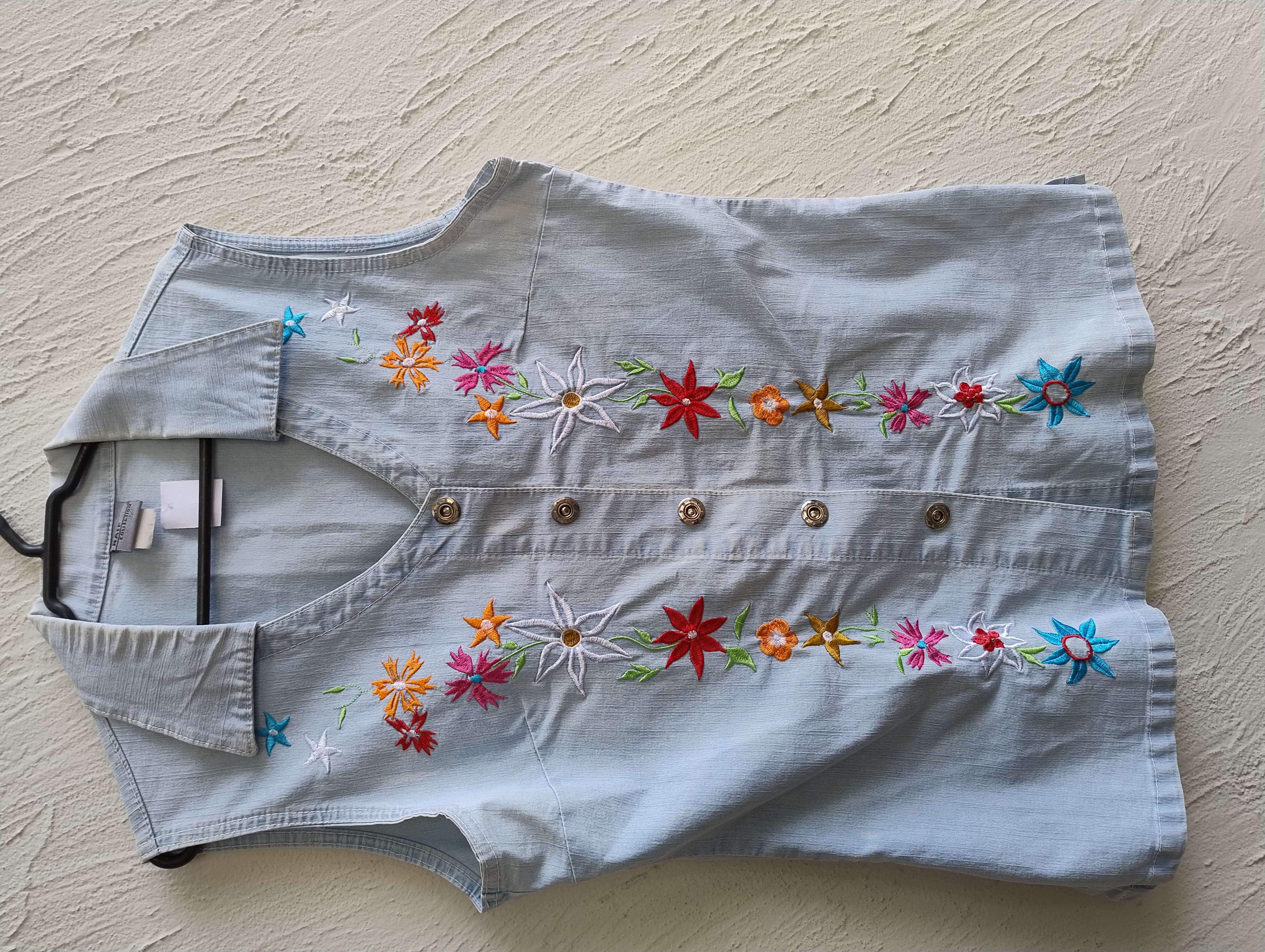 Colete jeans bordado feminino - 44(G)