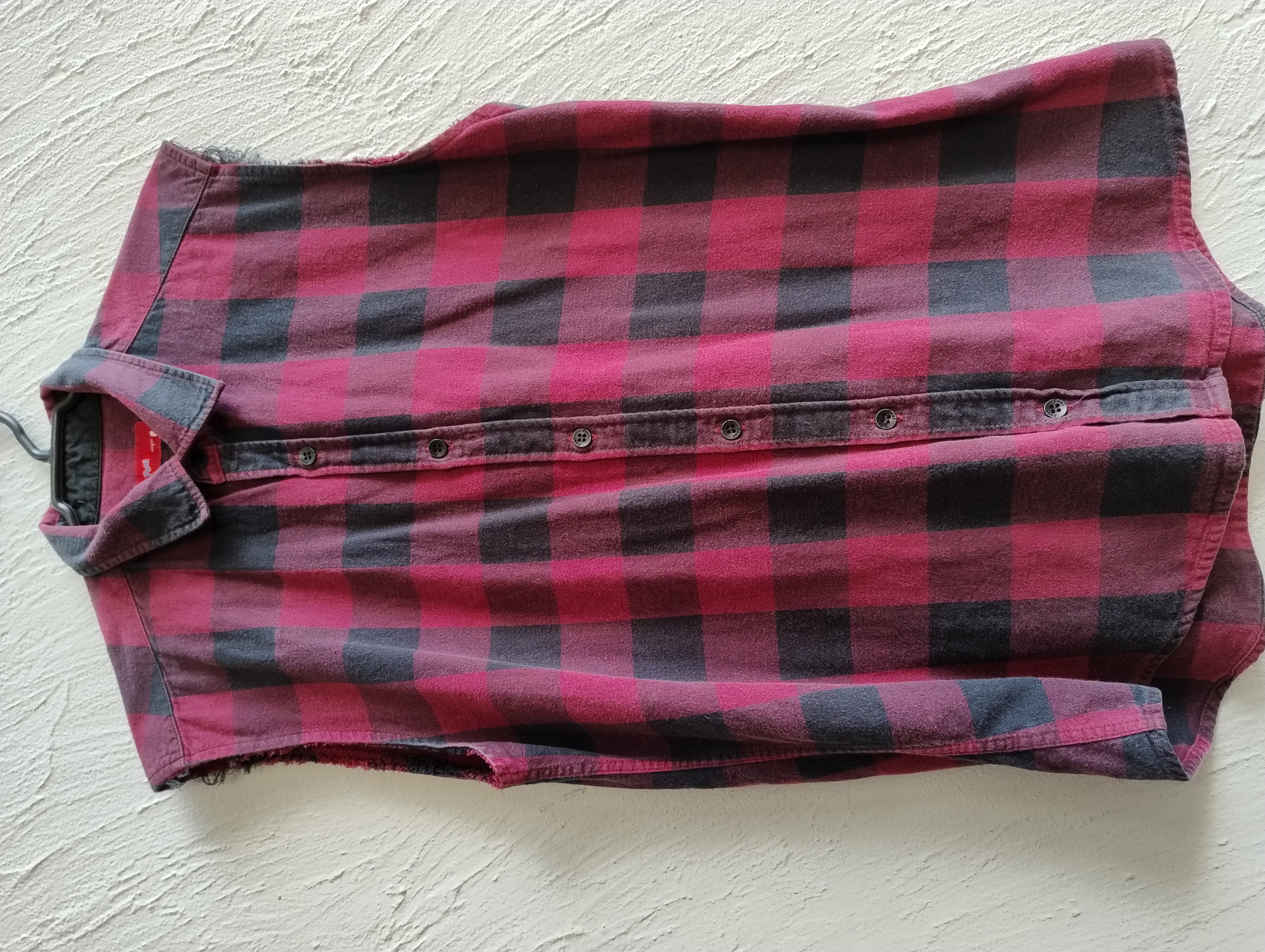 Colete sem mangas xadrez vermelha -P