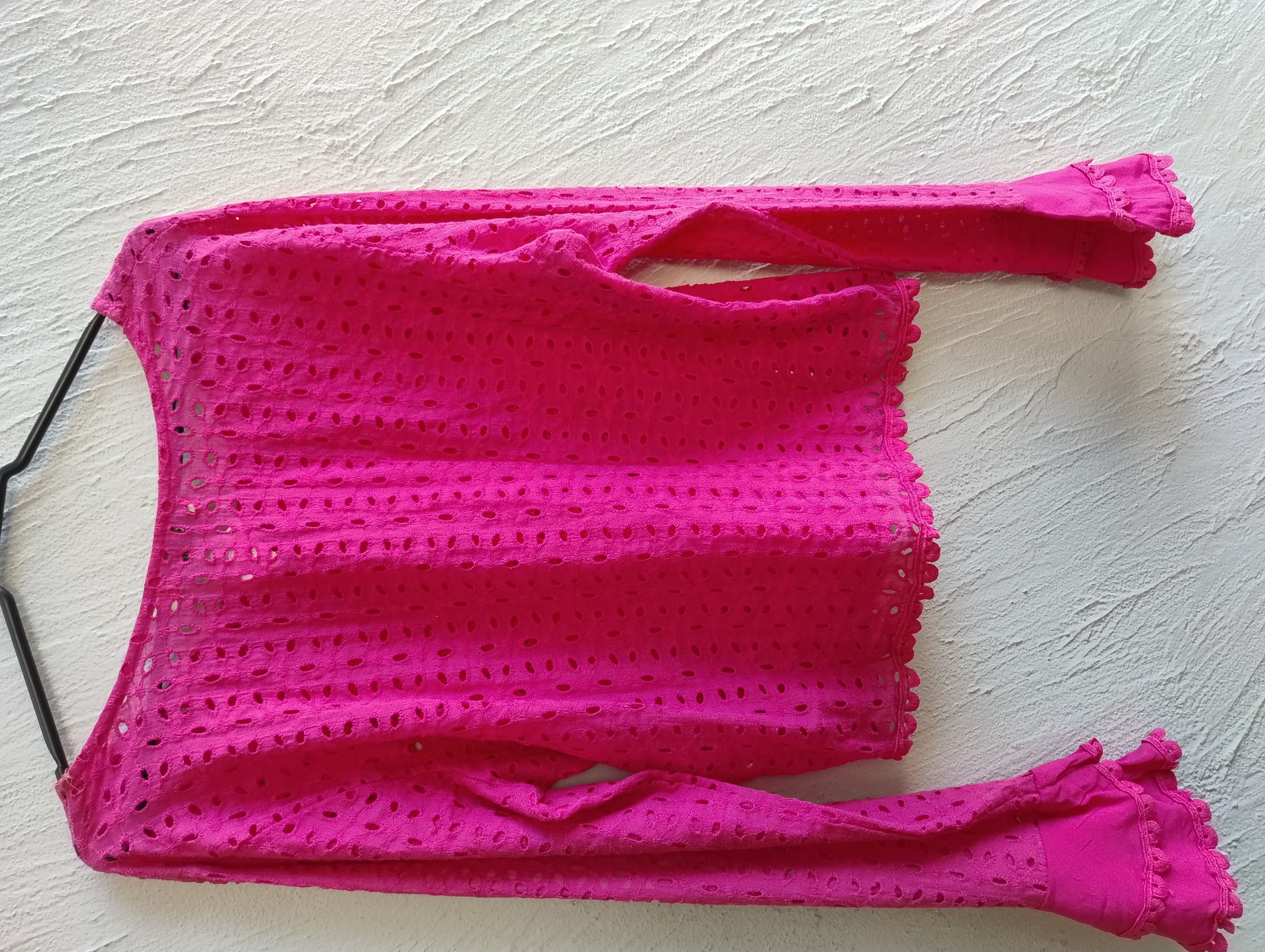 Blusa tipo bata rosa de manga longa G