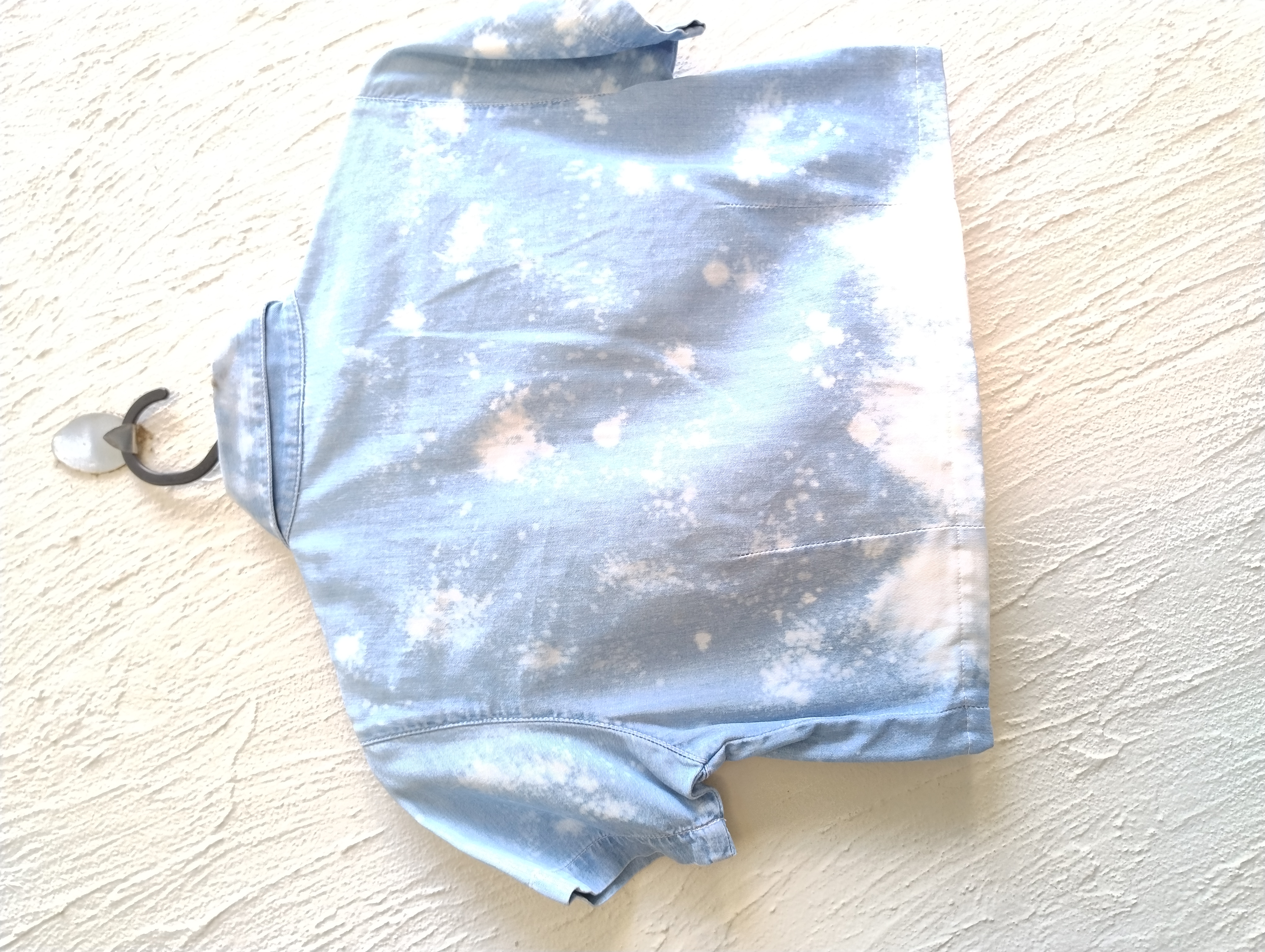 Camisa jeans cropped tie-dye, P