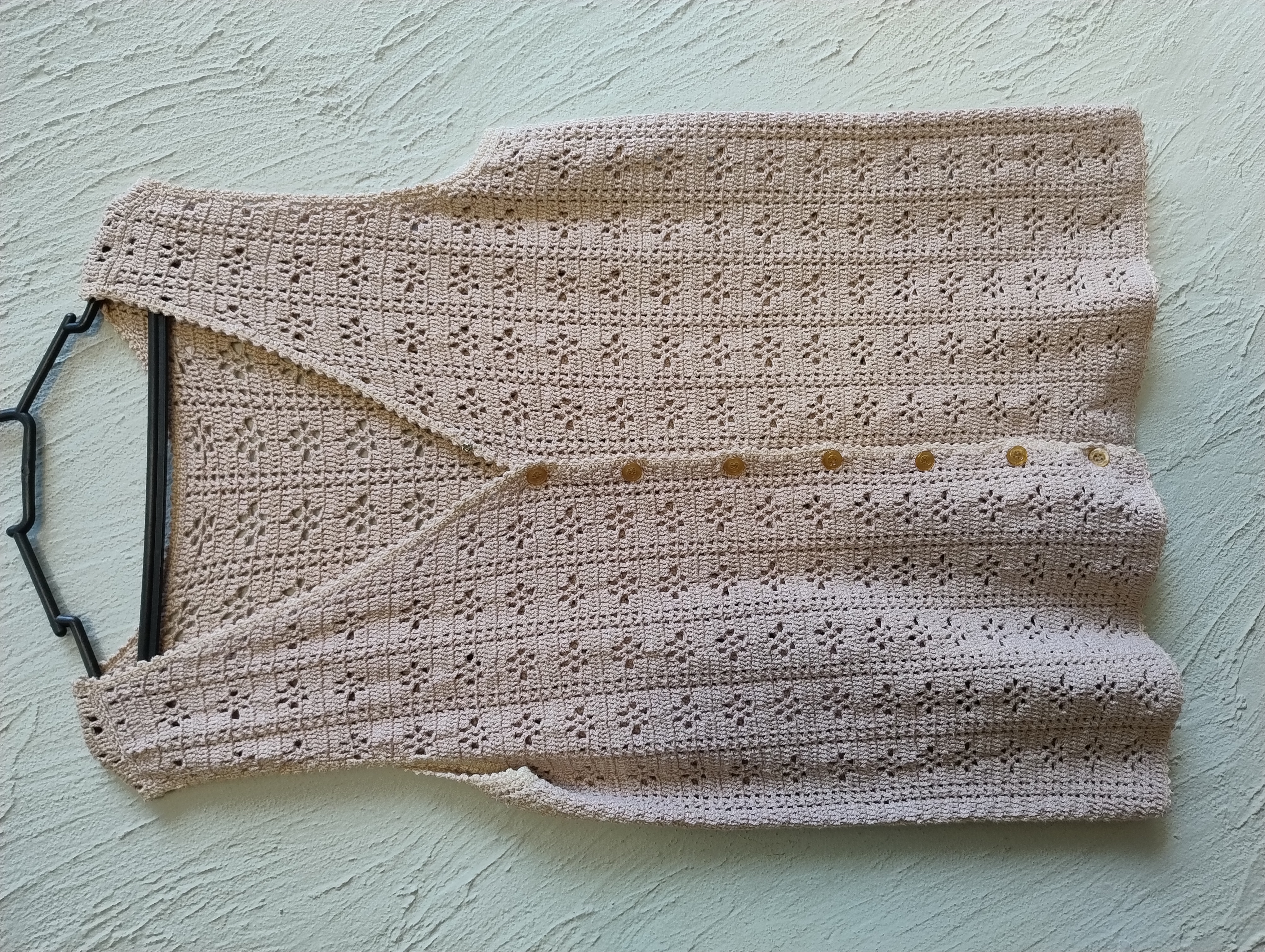 Colete de crochê bege -G