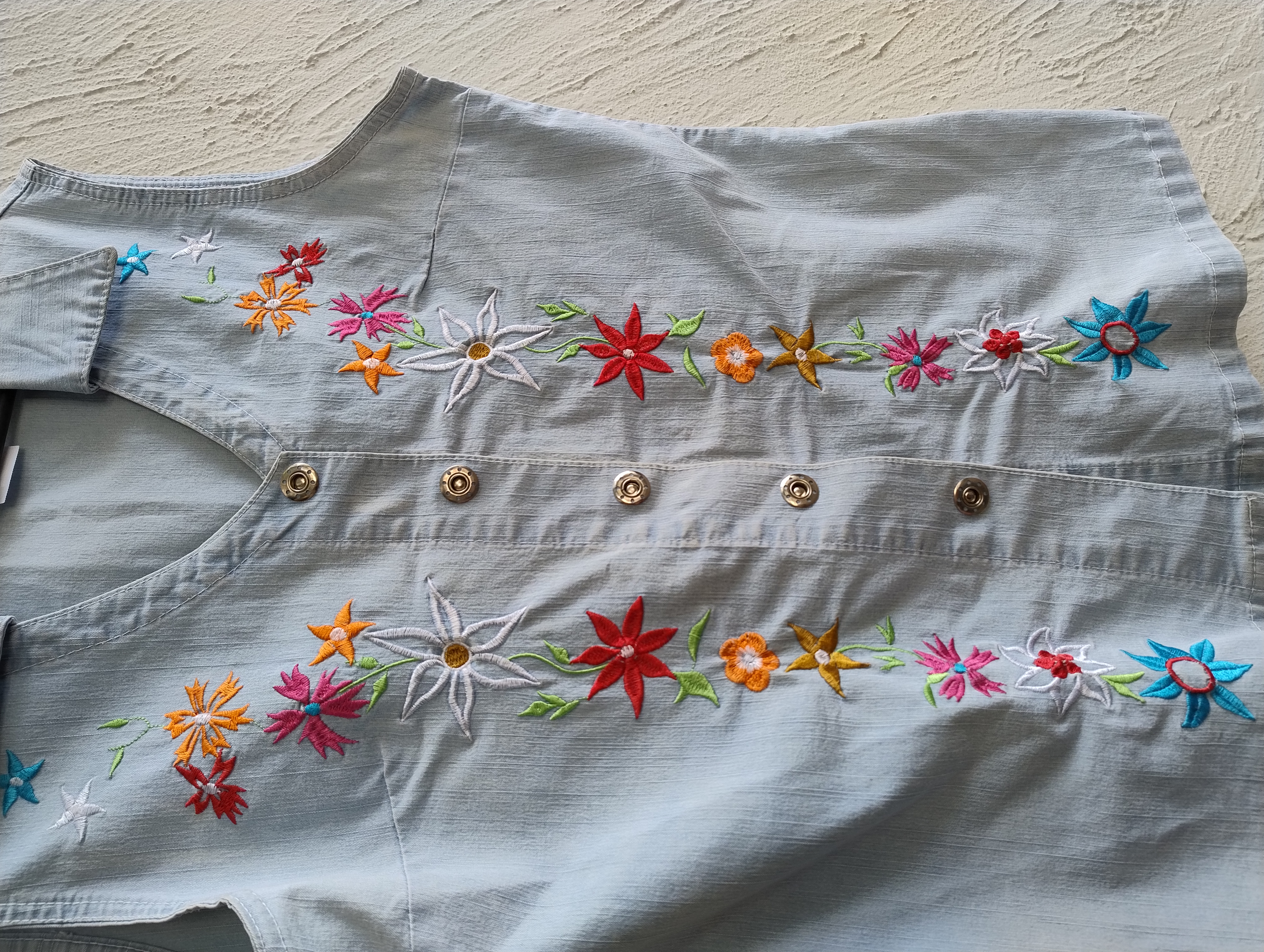 Colete jeans bordado feminino - 44(G)