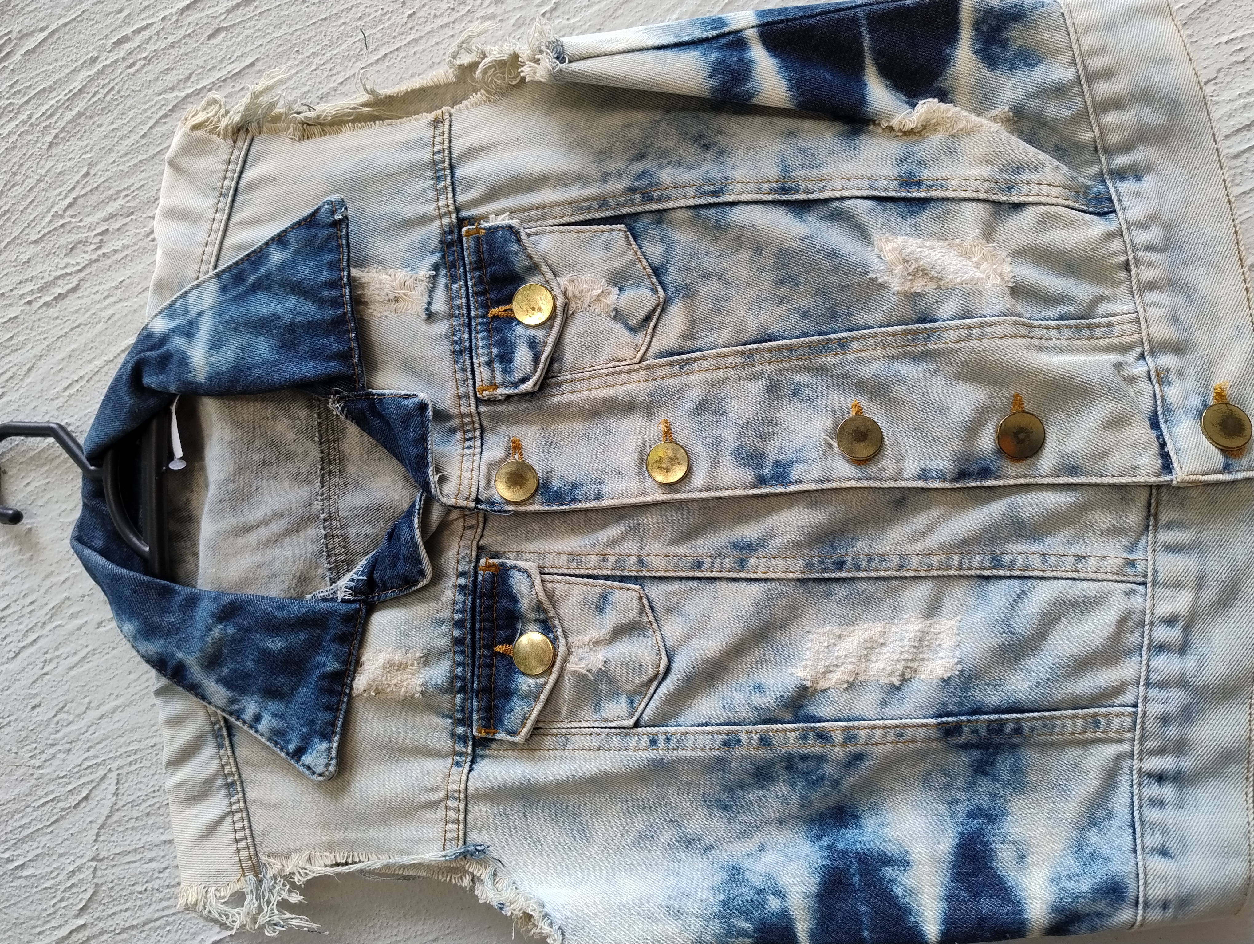Colete jeans tie dye - M