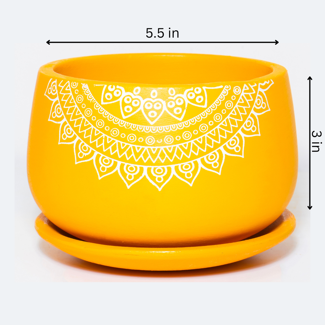 Terracotta Pot & Plate Handpaint 5.5 Inch Color