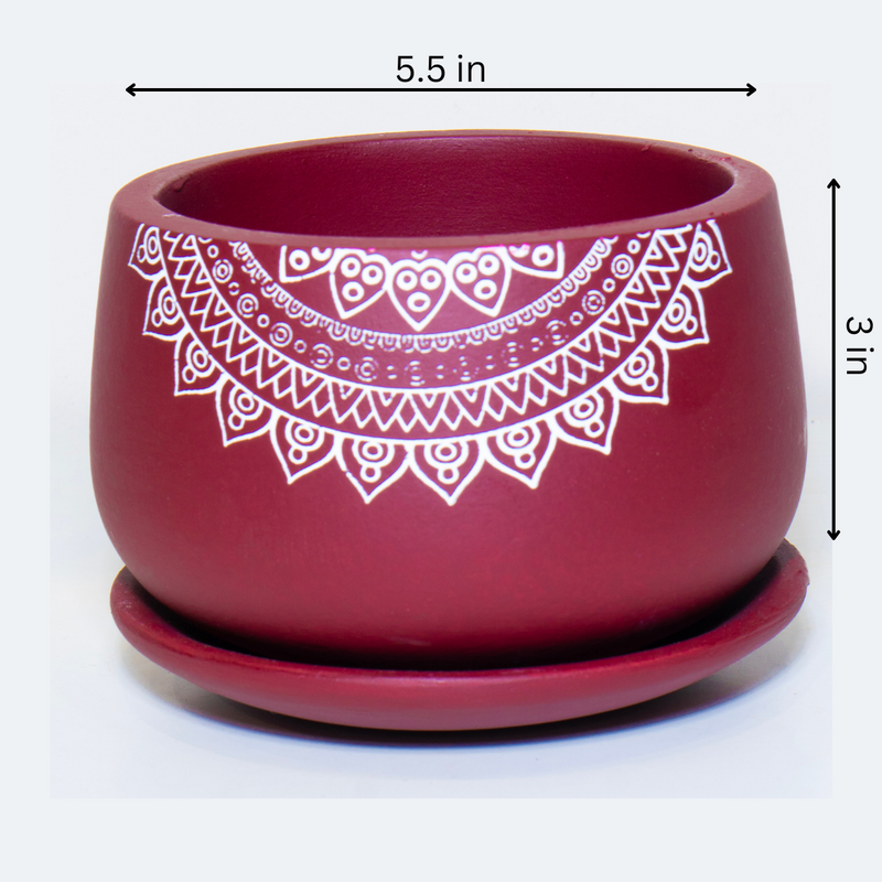 Terracotta Pot & Plate Handpaint 5.5 Inch Color