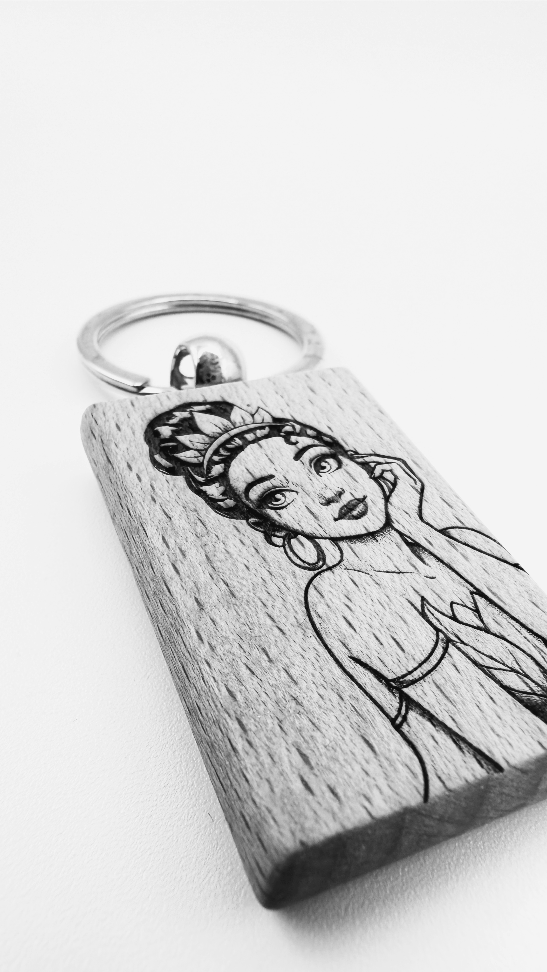 Principessa e il Ranocchio - Portachiavi in legno inciso 
