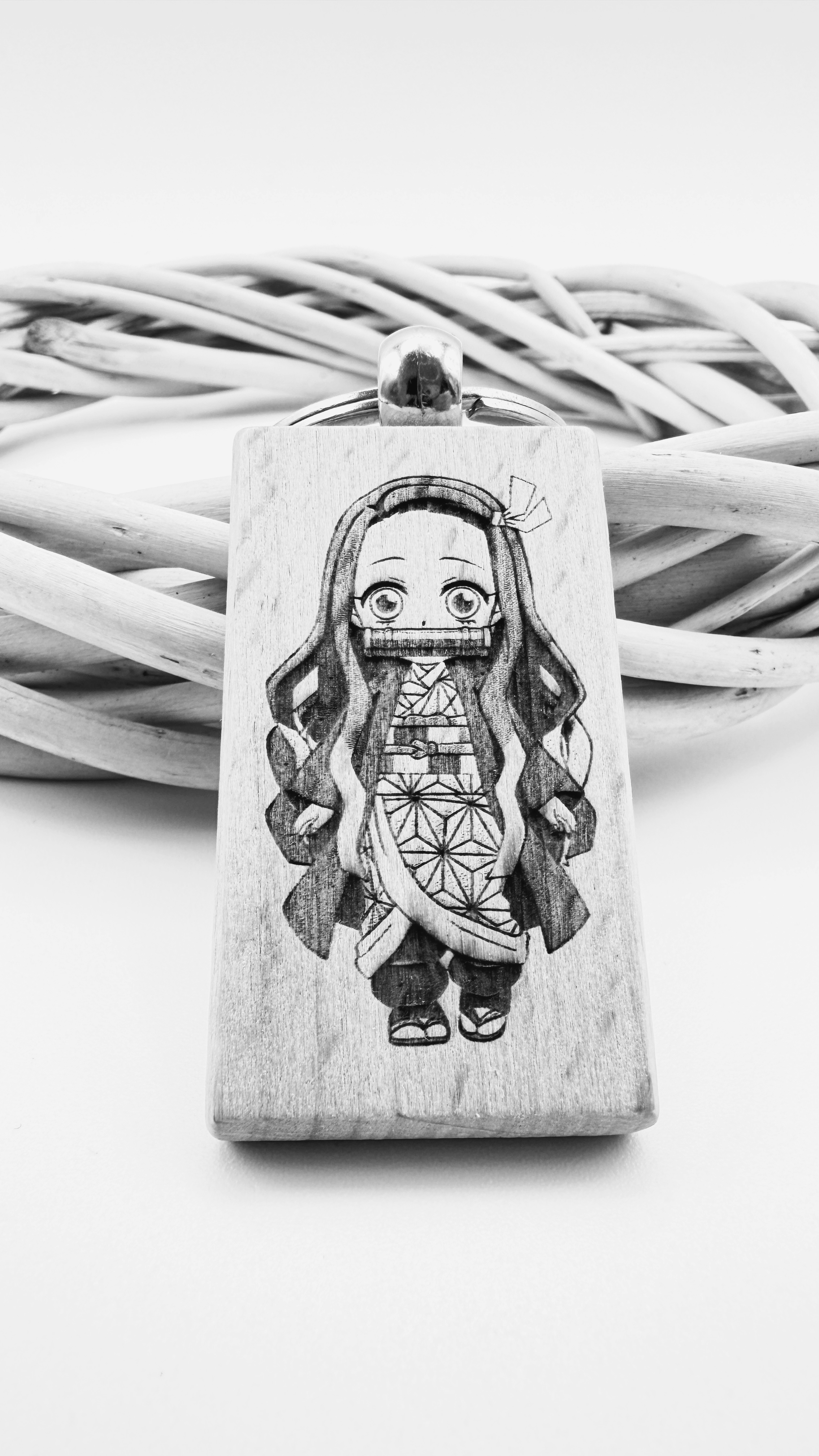 Nezuko Demon Slayer - Portachiavi in legno inciso 