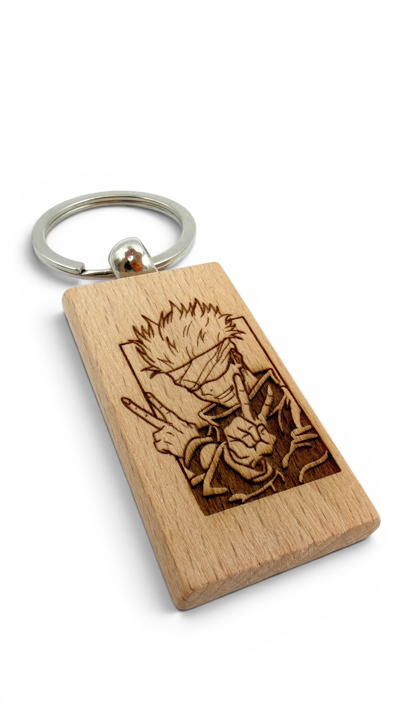 Gojo Jujutsu kaisen - Portachiavi in legno inciso 