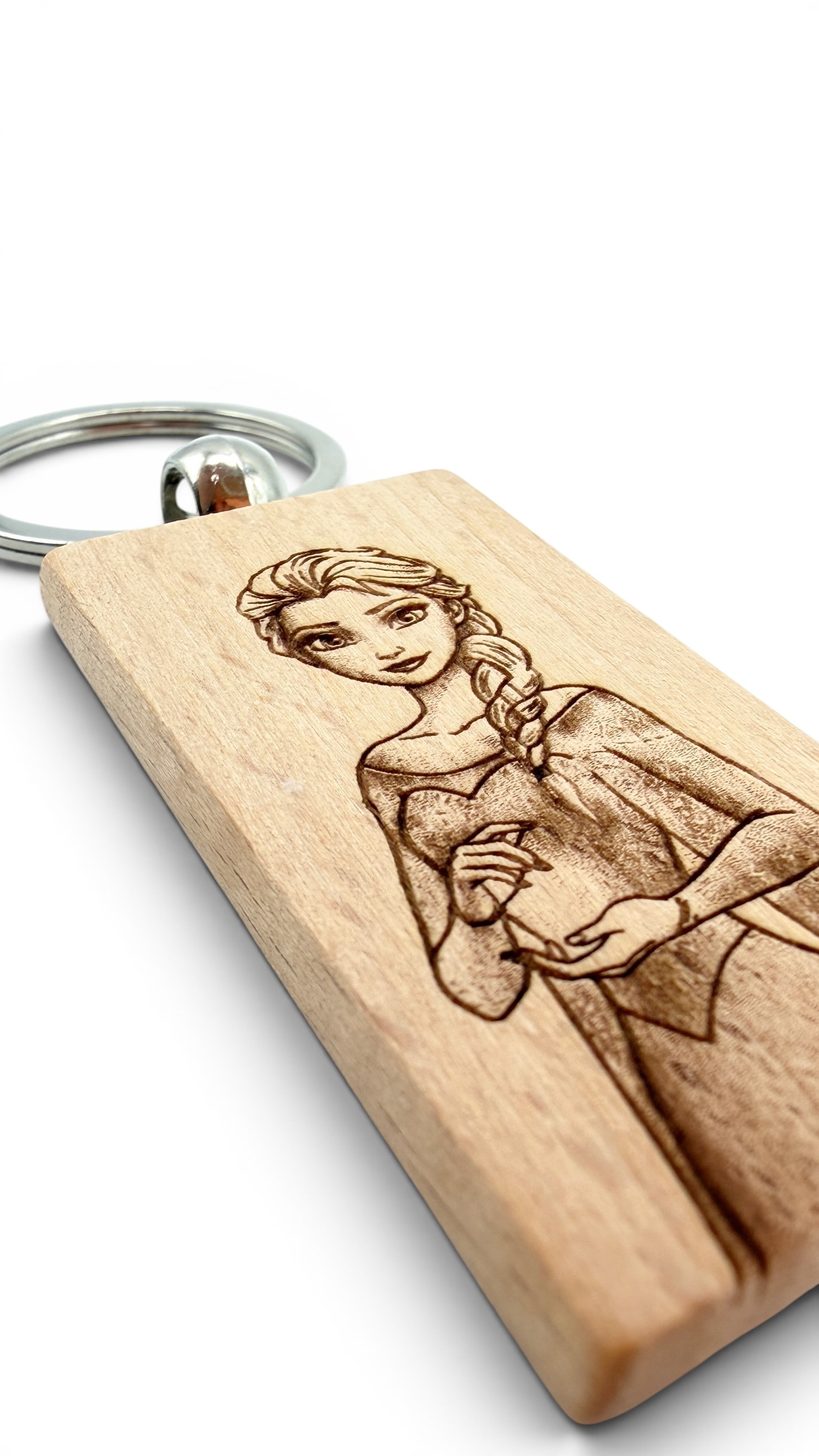 Elsa Frozen - Portachiavi in legno inciso