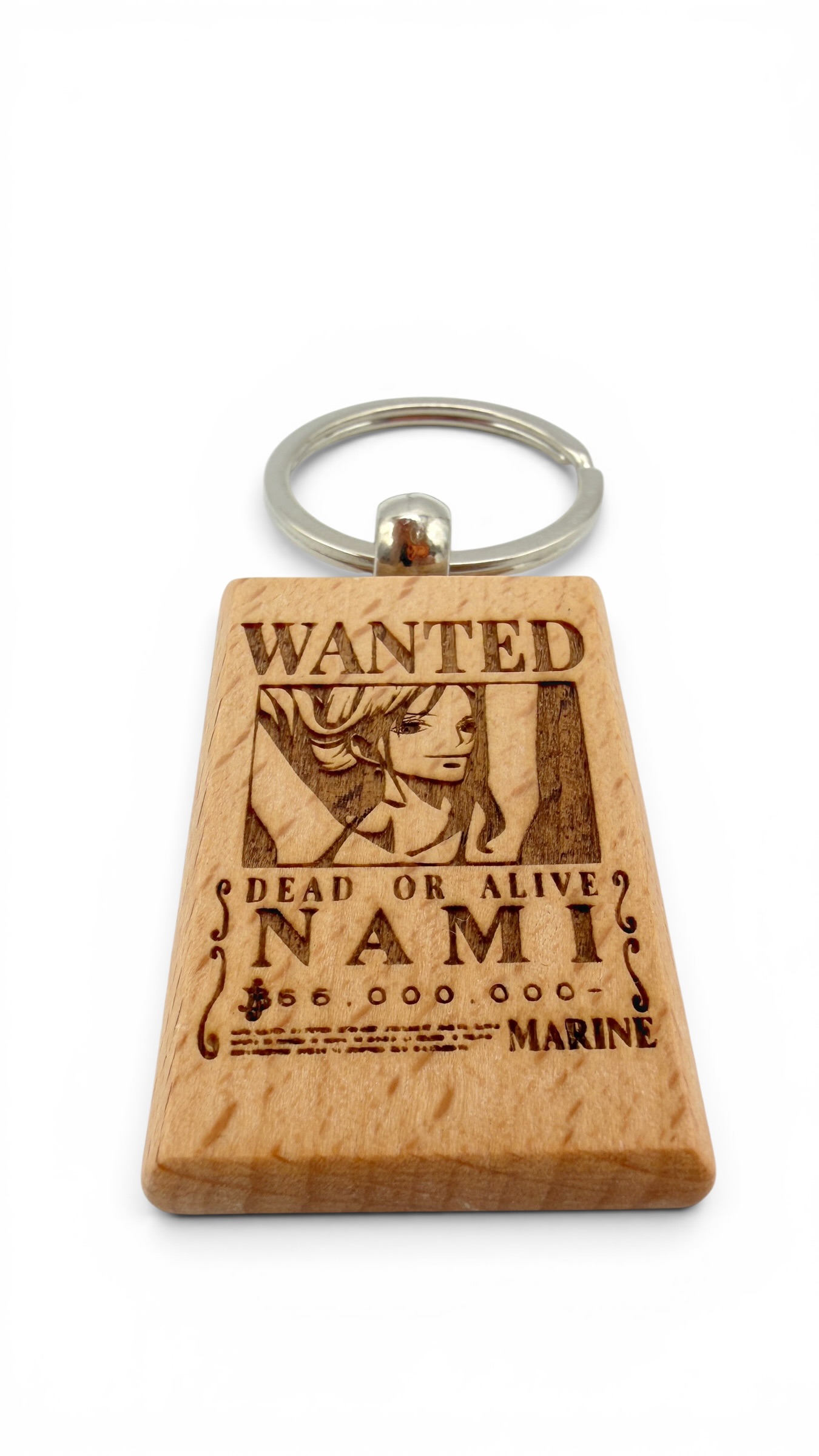 Nami Wanted - Portachiavi in legno inciso 
