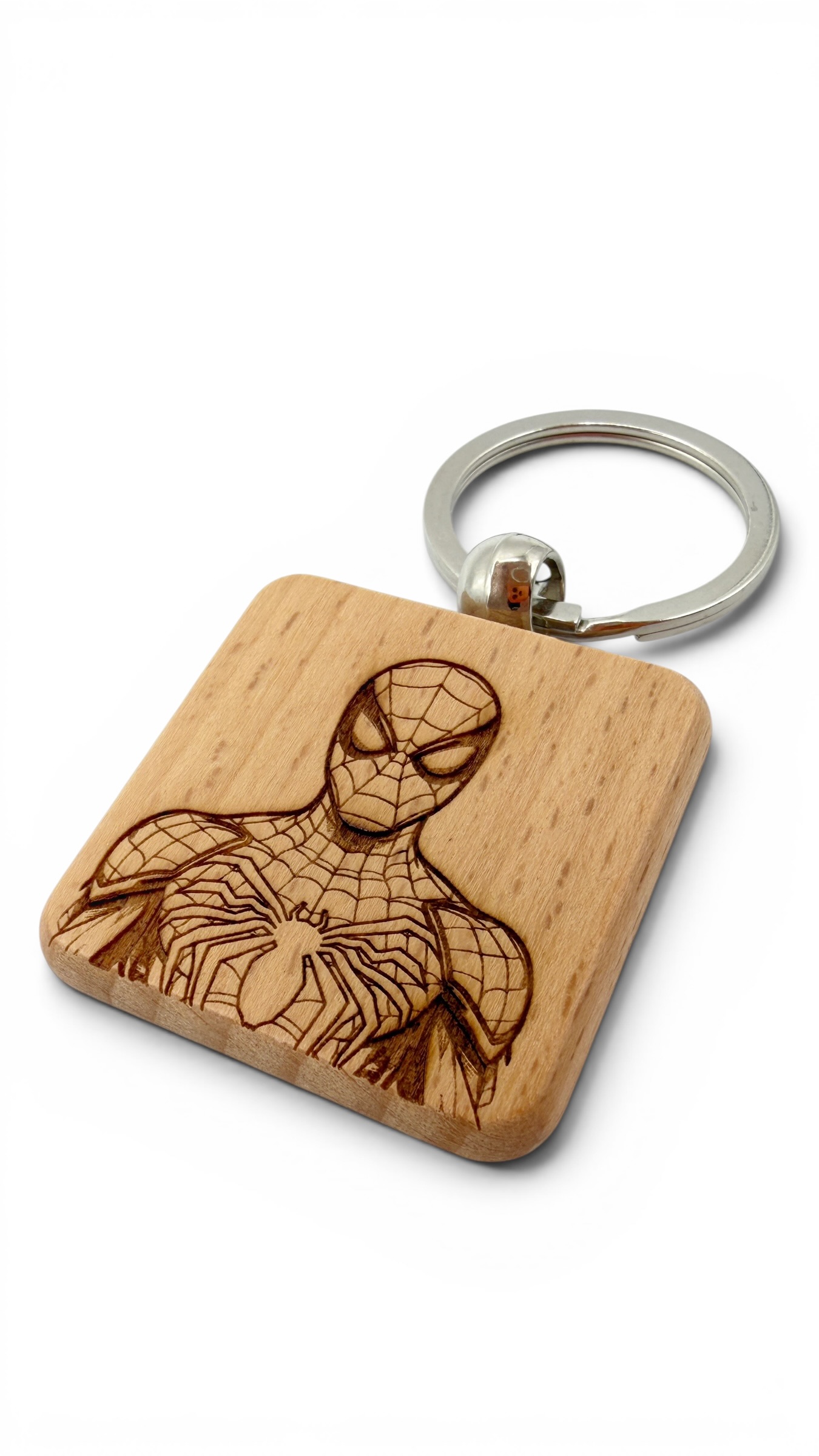 Spiderman - Portachiavi in legno inciso 