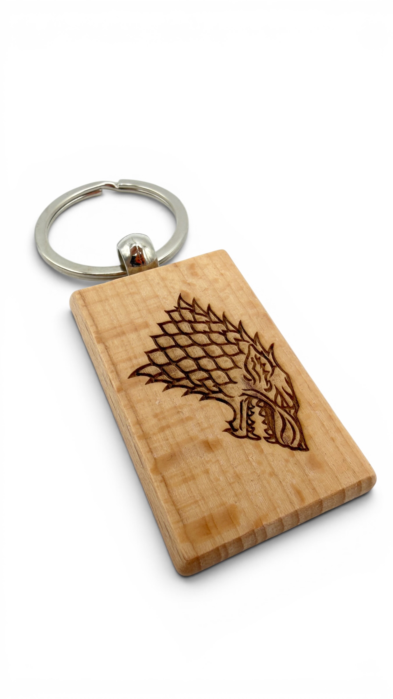 Il trono di spade Stark - Portachiavi in legno inciso 