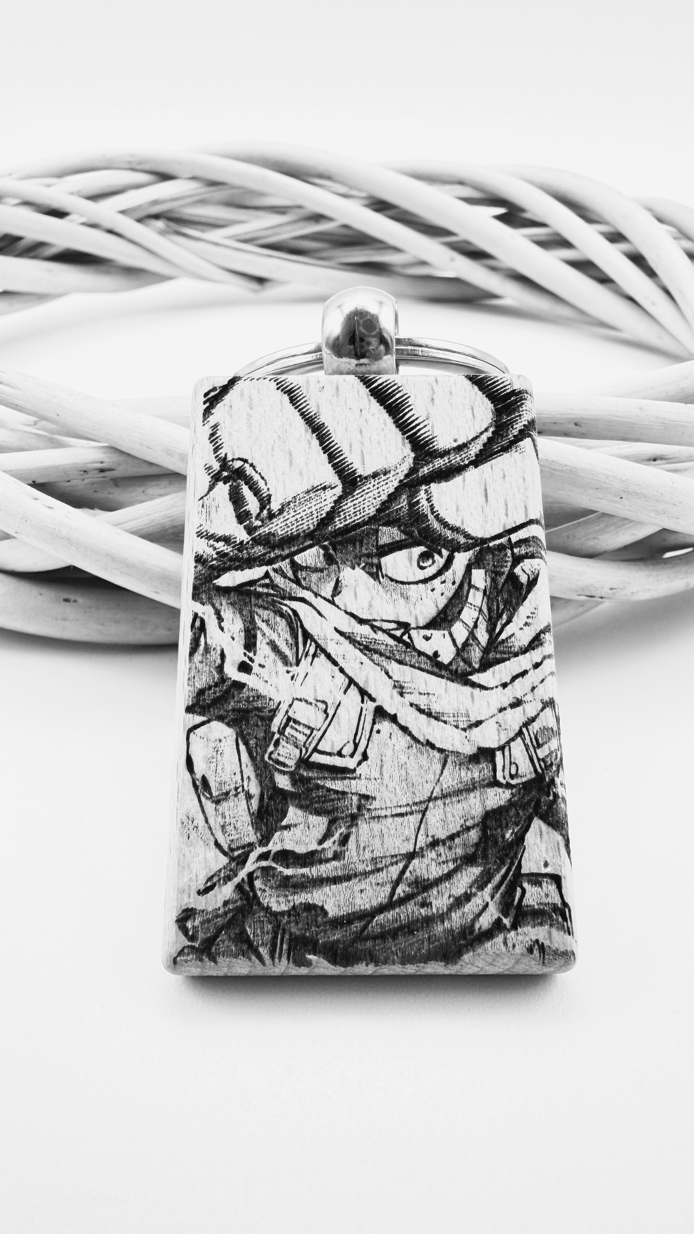 Deku Fight My hero accademia - Portachiavi in legno inciso 