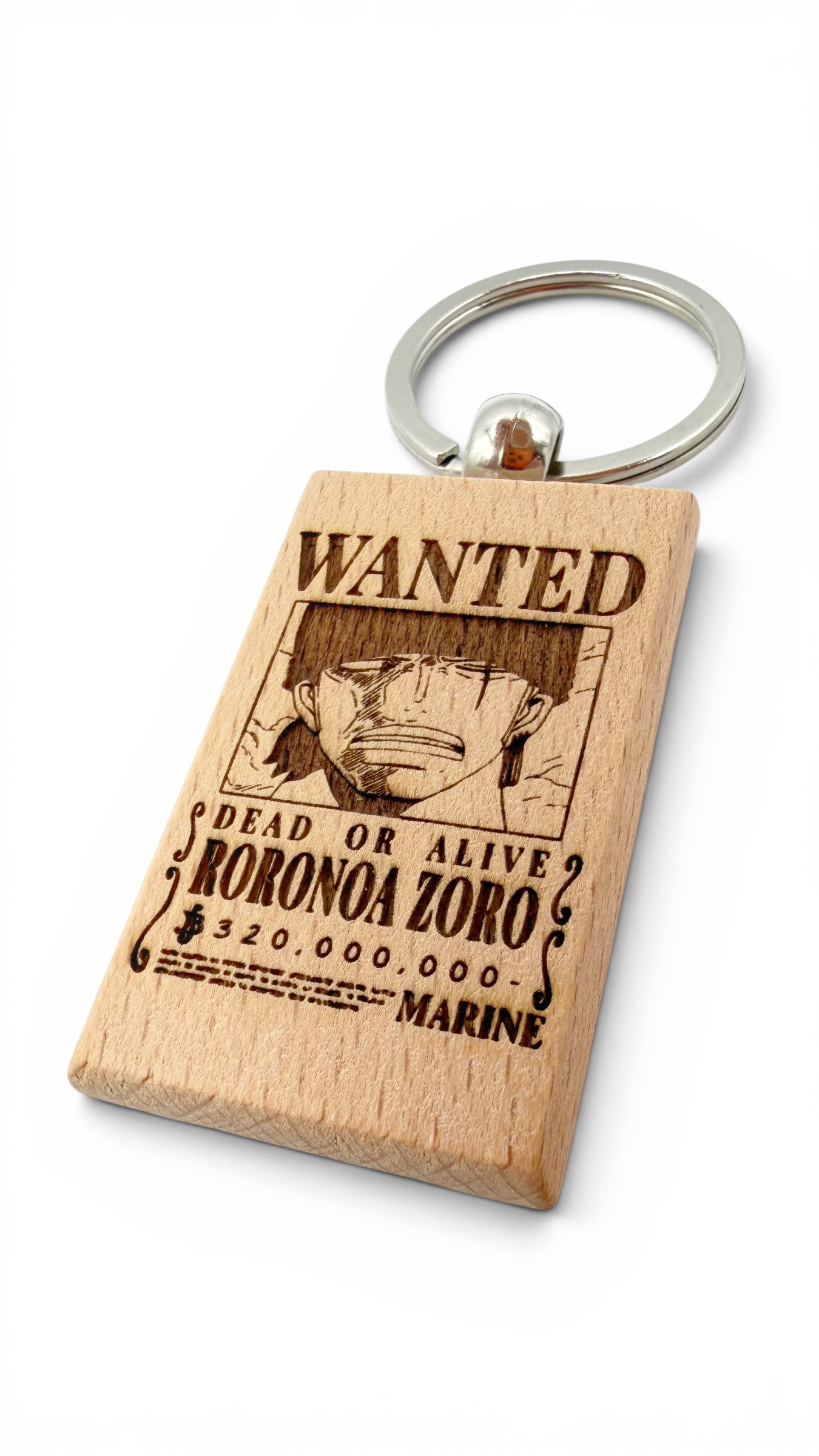 Zoro Wanted - Portachiavi in legno inciso 