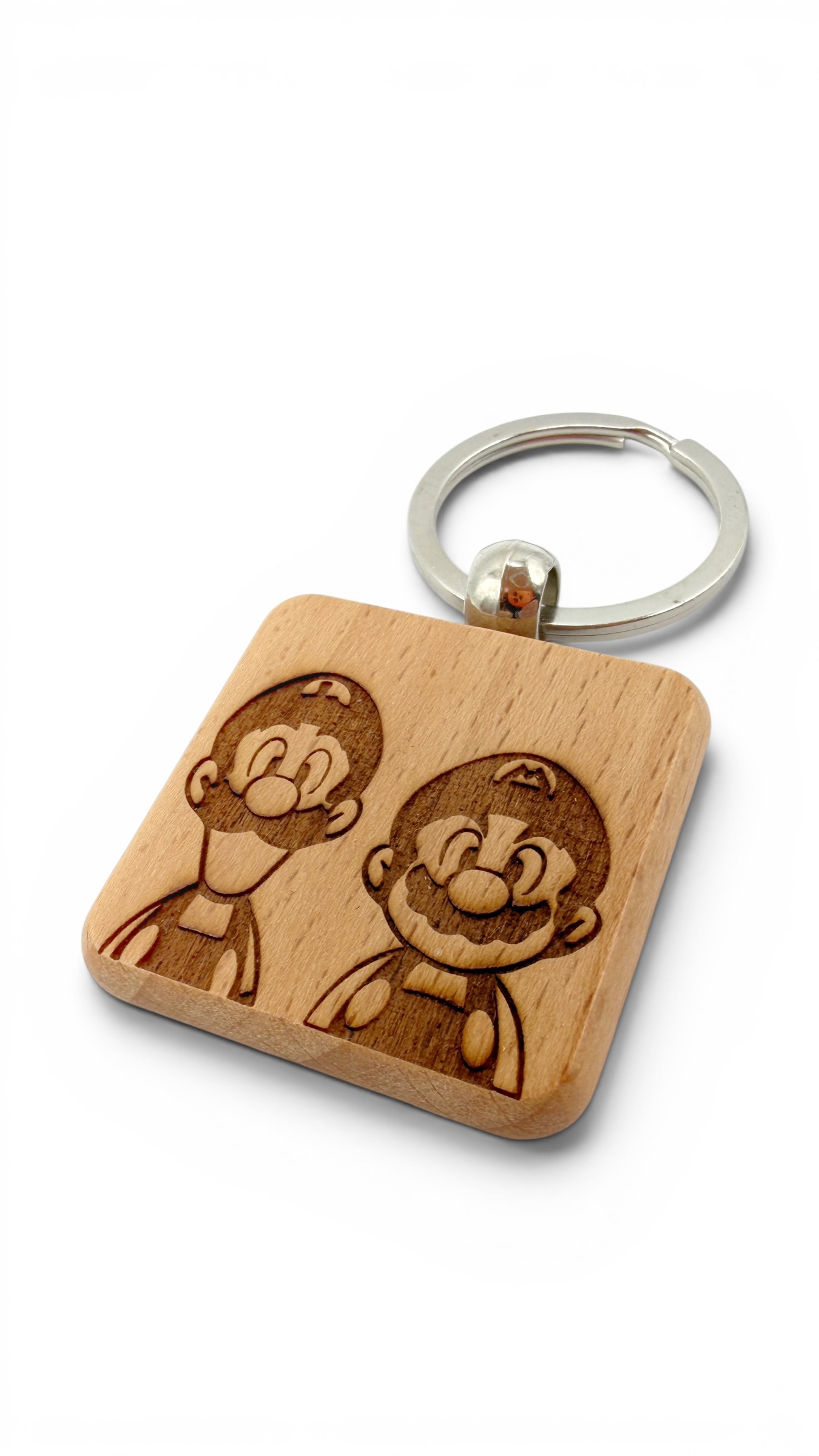 Super Mario - Portachiavi in legno inciso 