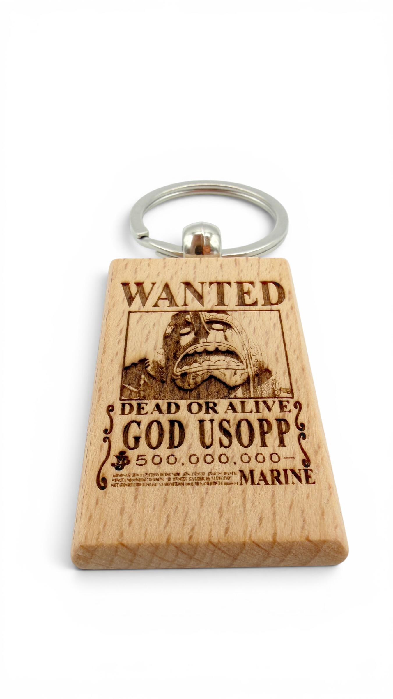 Usopp Wanted - Portachiavi in legno inciso 