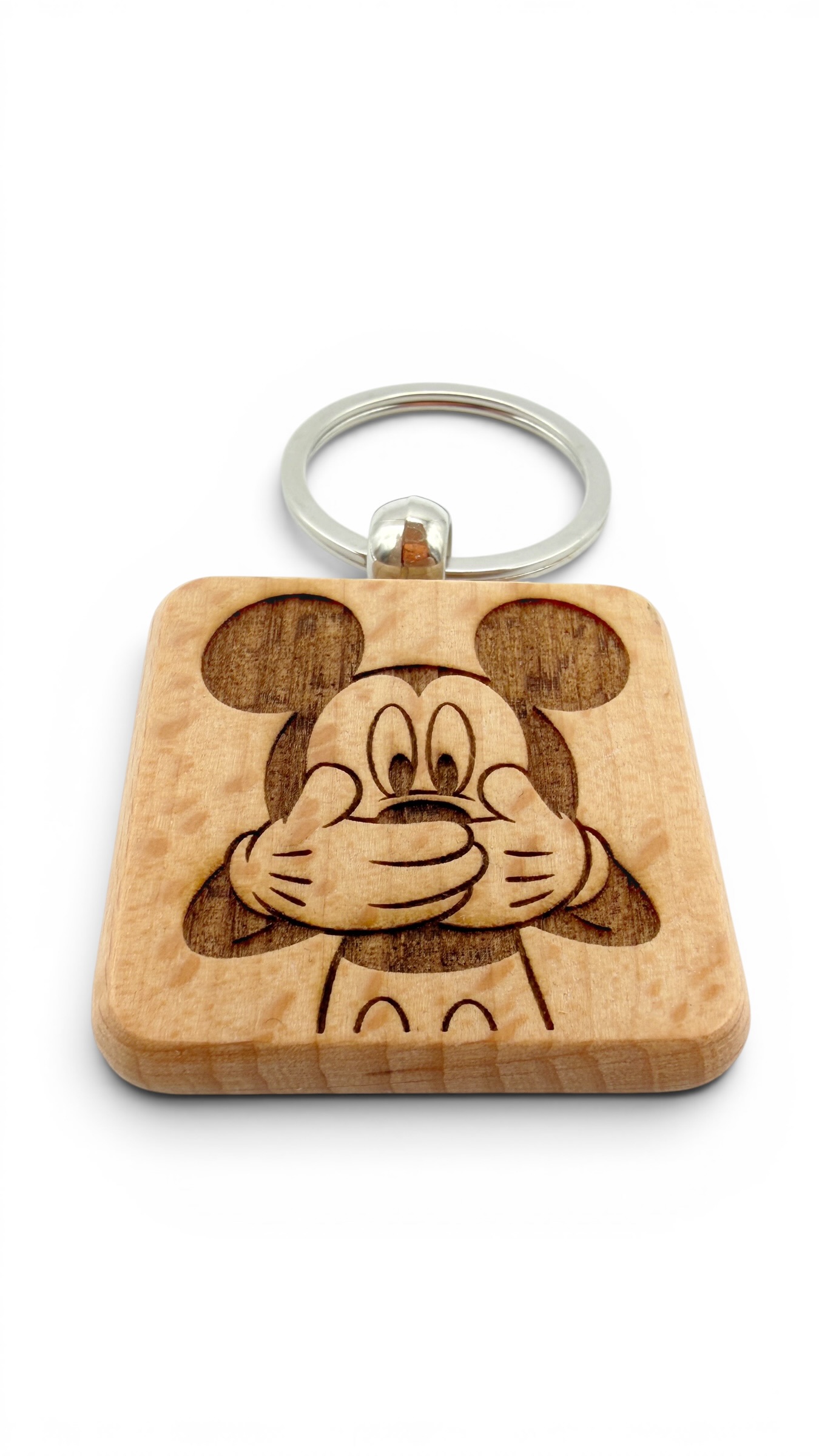 Topolino - Portachiavi in legno inciso 