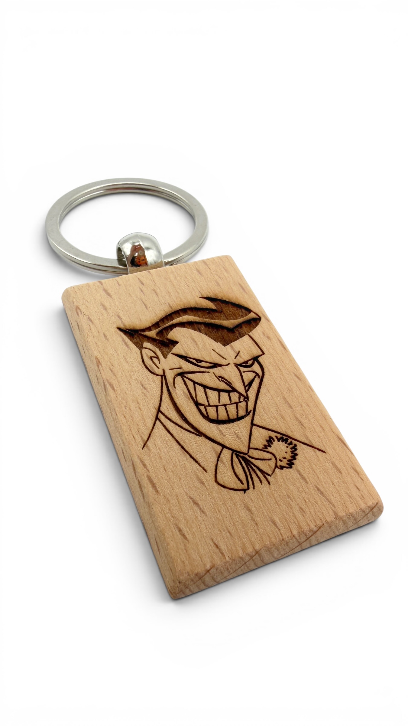 Joker - Portachiavi in legno inciso 