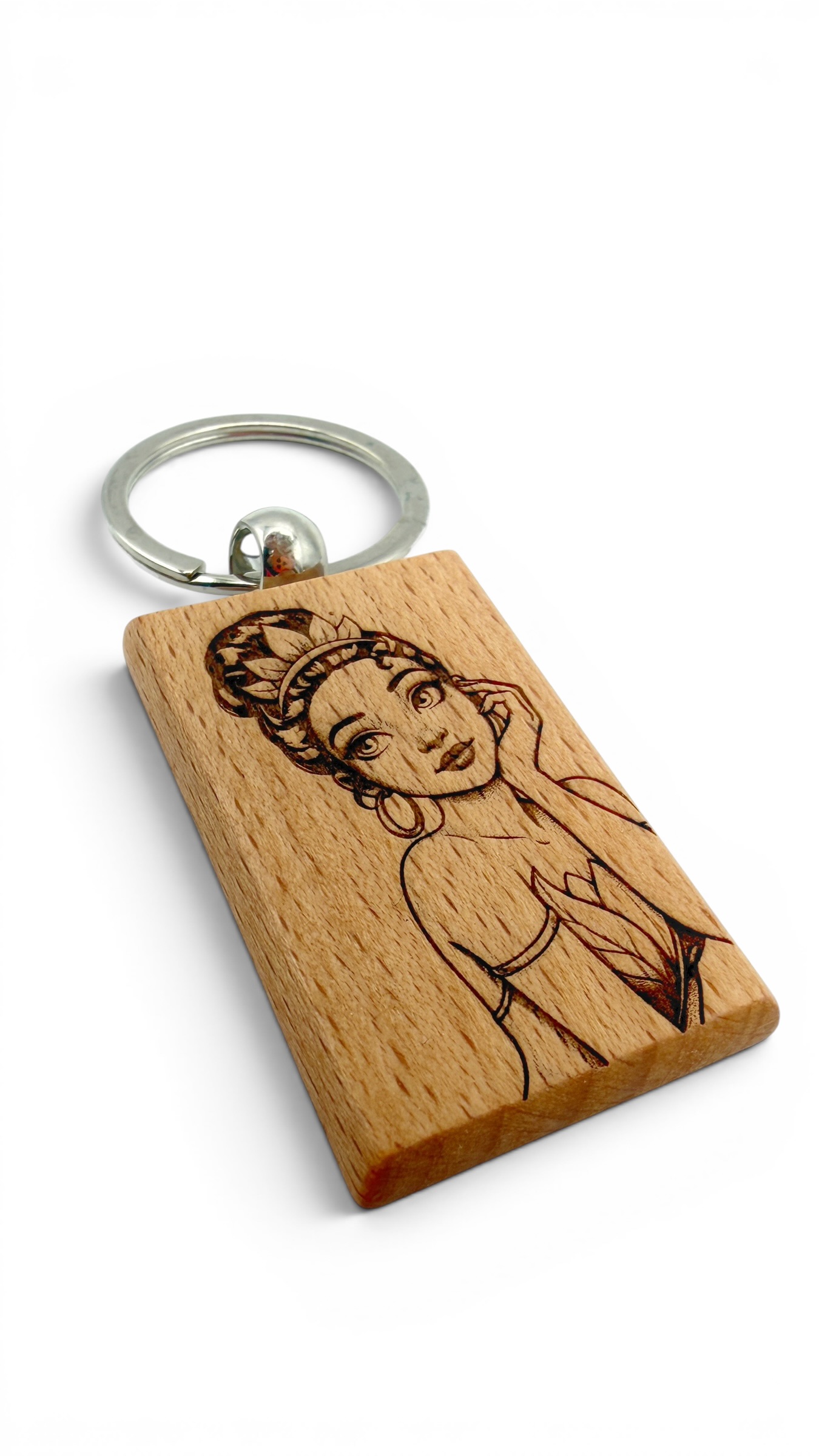 Principessa e il Ranocchio - Portachiavi in legno inciso 