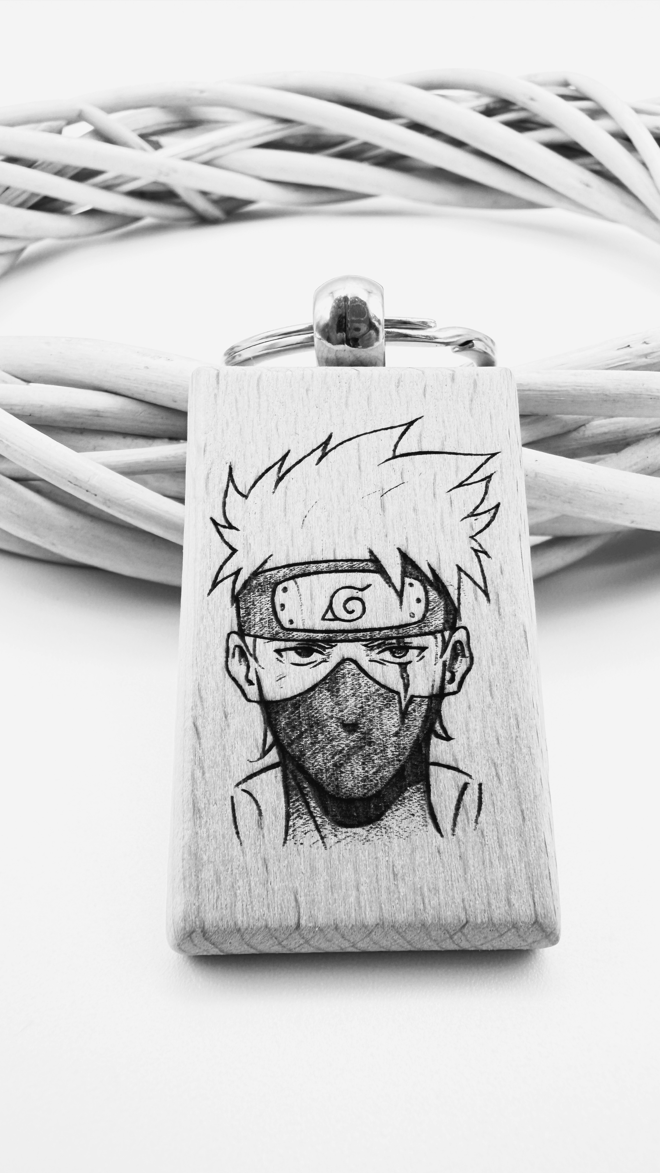 Kakashi Naruto - Portachiavi in legno inciso 