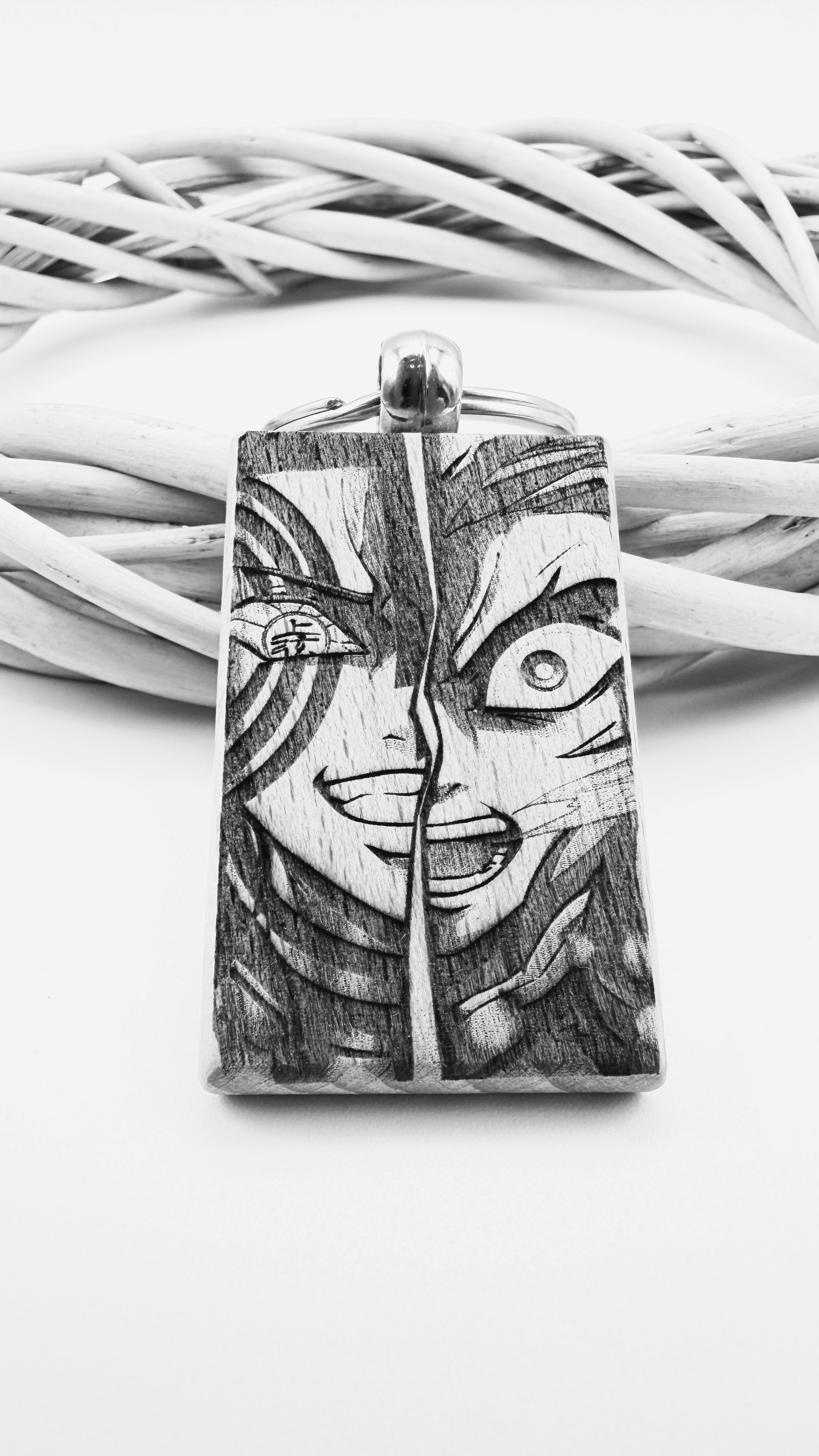 Rengoku e Akaza Demon Slayer - Portachiavi in legno inciso 
