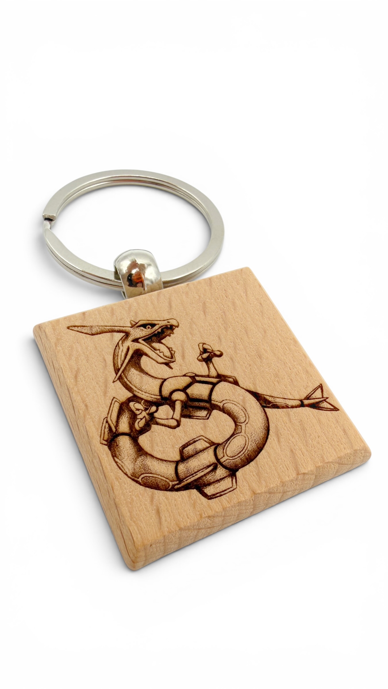 Rayquaza Pokemon - Portachiavi in legno inciso 