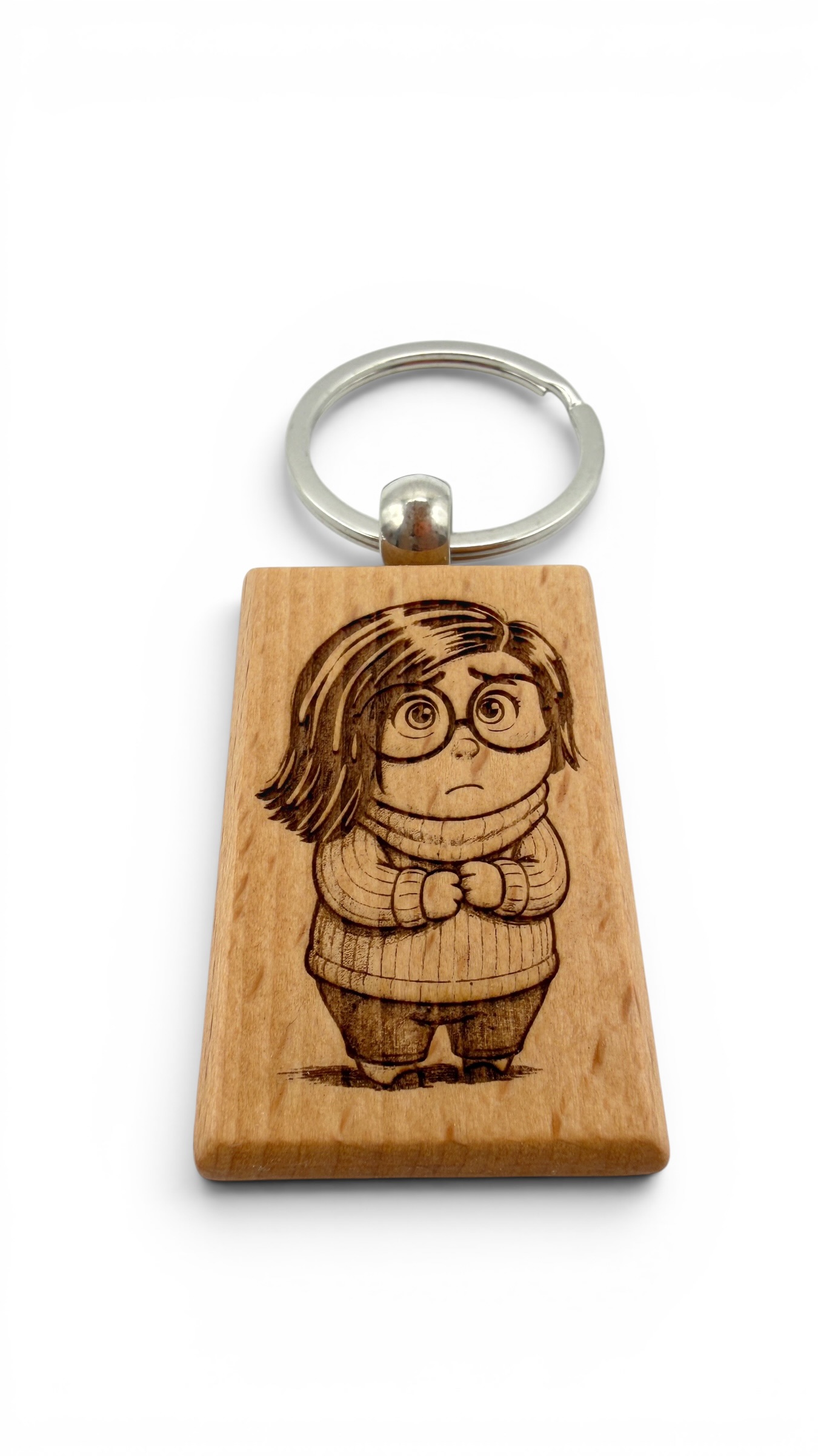 Timidezza Inside out - Portachiavi in legno inciso 