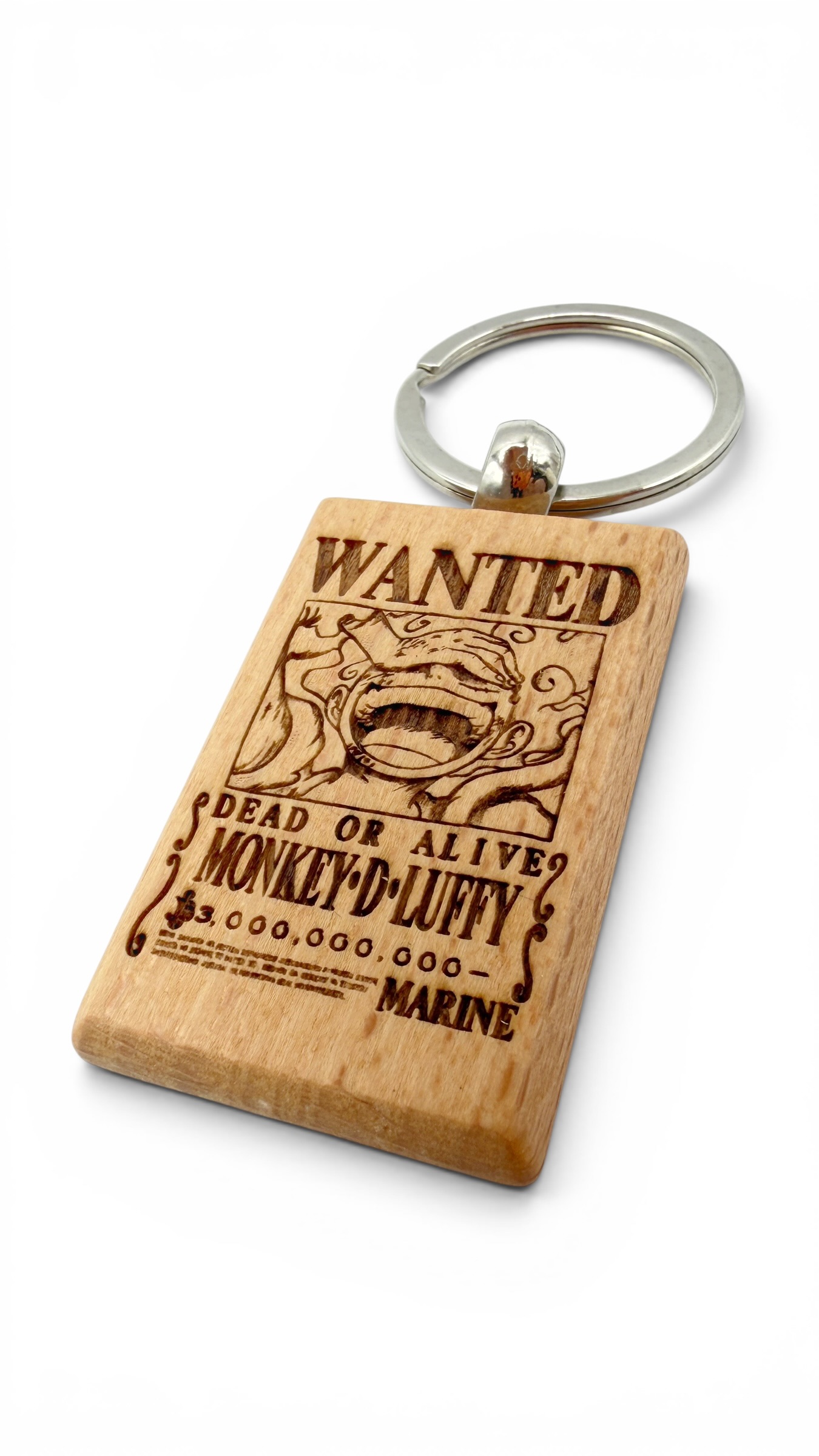 Luffy gear 5 Wanted - Portachiavi in legno inciso