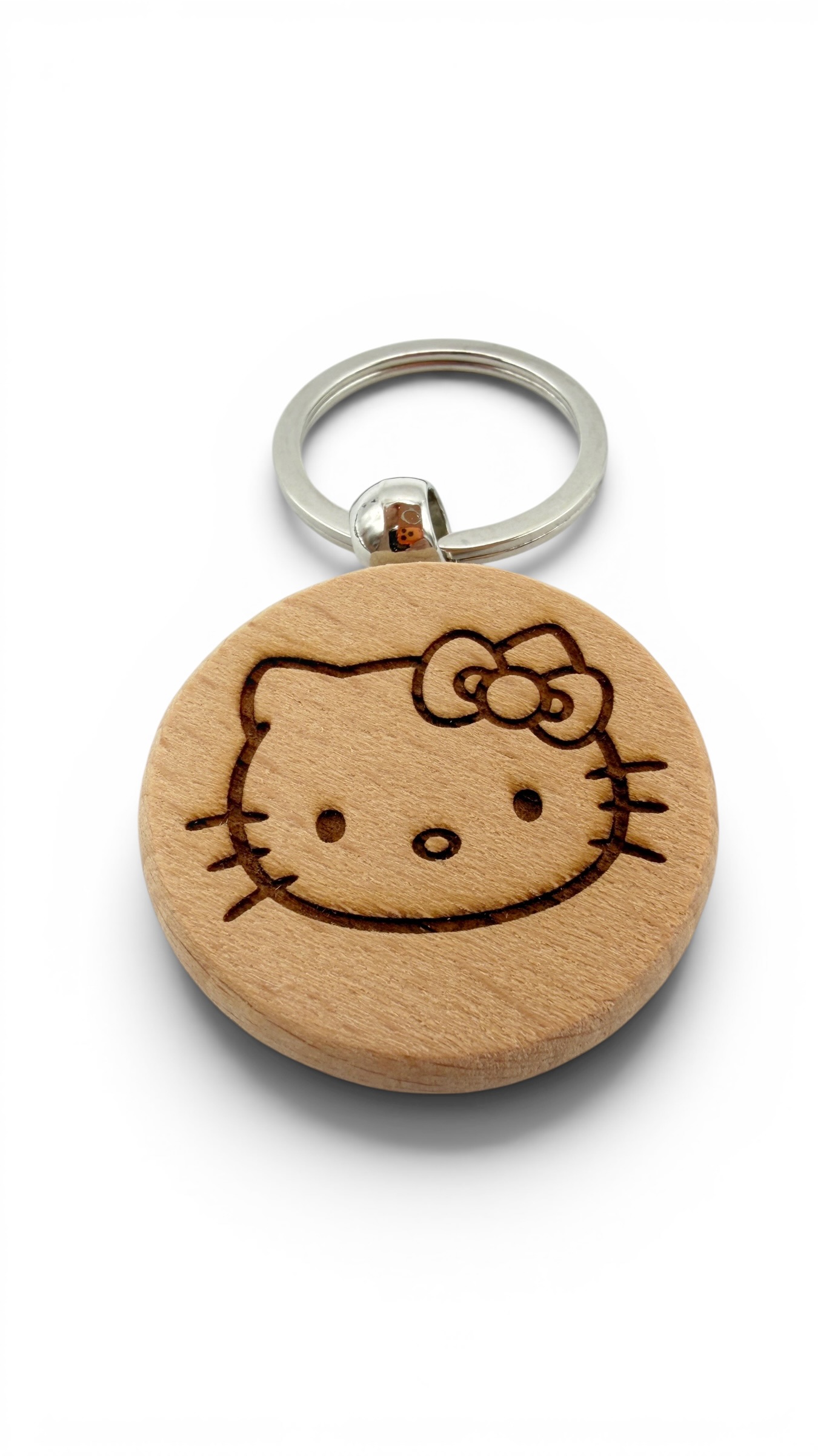 Hello Kitty - Portachiavi in legno inciso 
