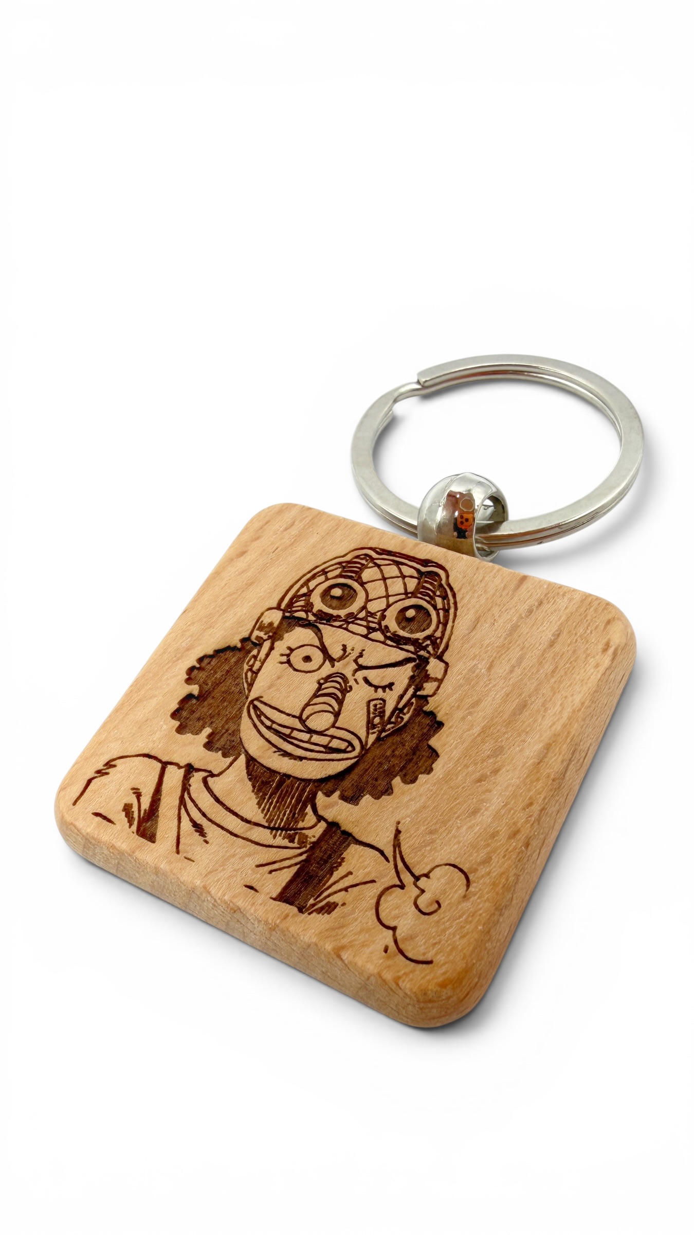 Usopp One Piece - Portachiavi in legno inciso 