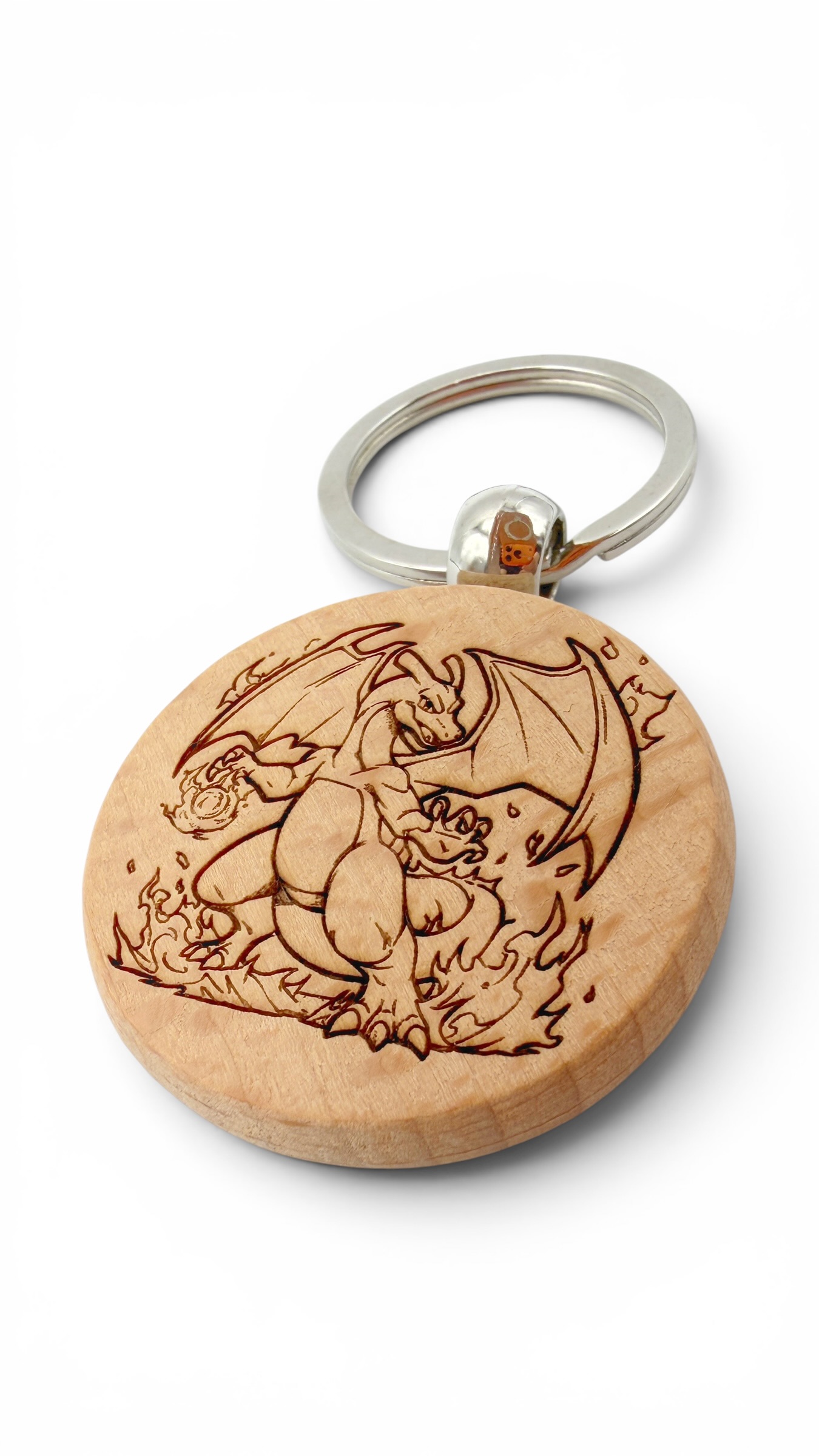 Charizard Pokemon - Portachiavi in legno inciso 