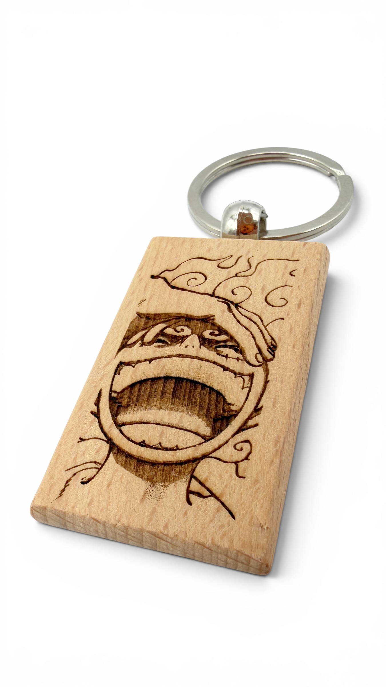 Luffy gear 5 smile One Piece - Portachiavi in legno inciso 