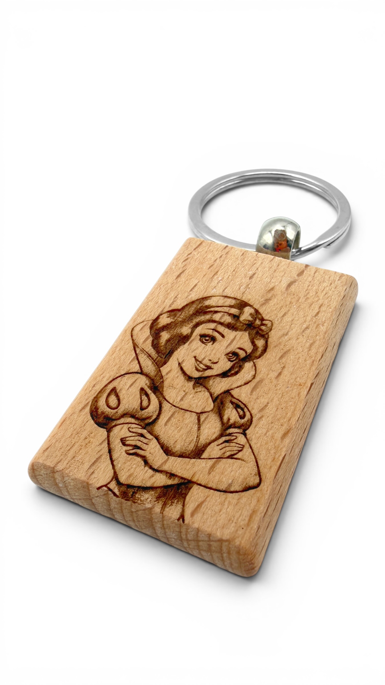 Biancaneve - Portachiavi in legno inciso 