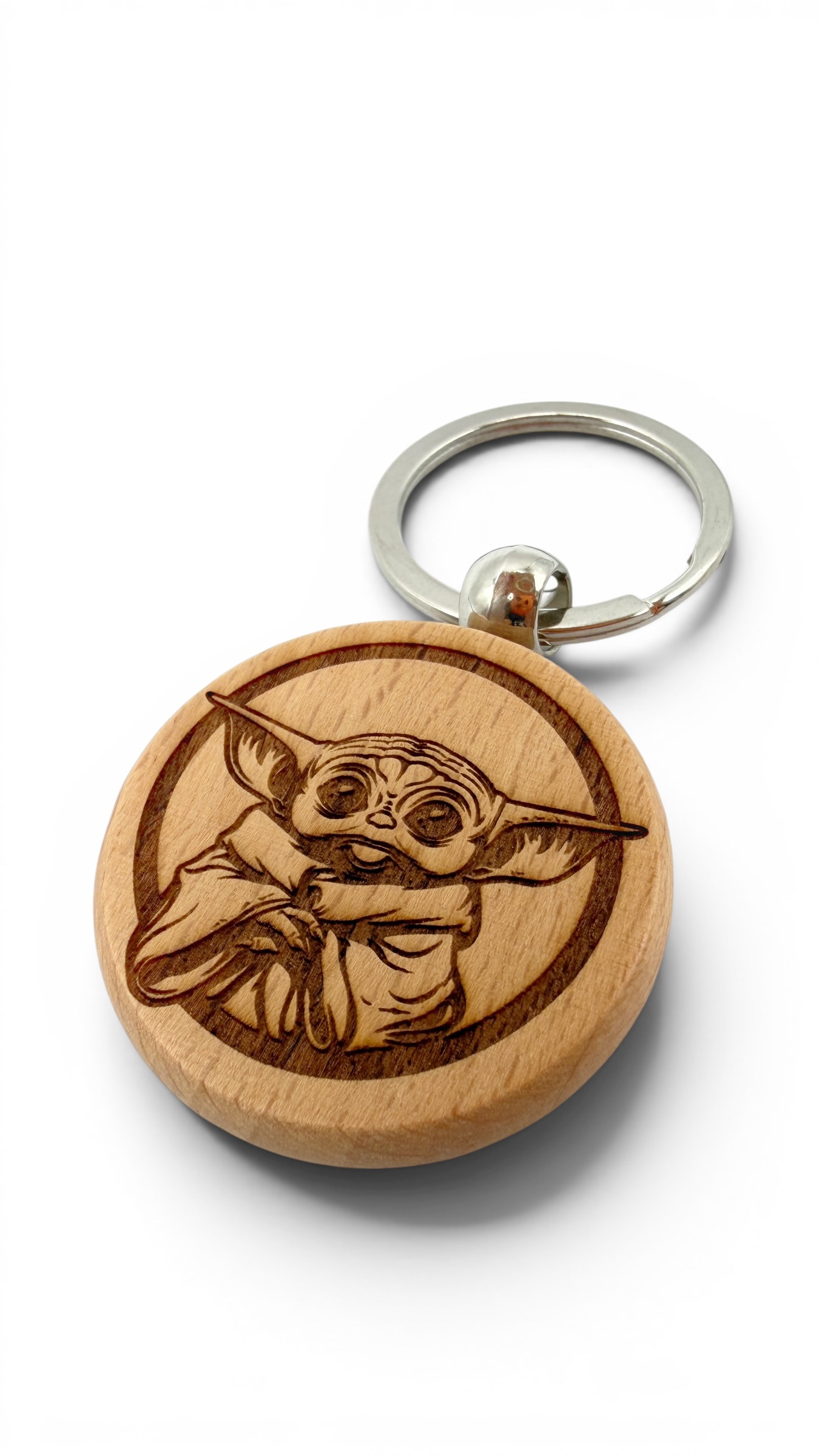 Grogu Baby Yoda - Portachiavi in legno inciso 