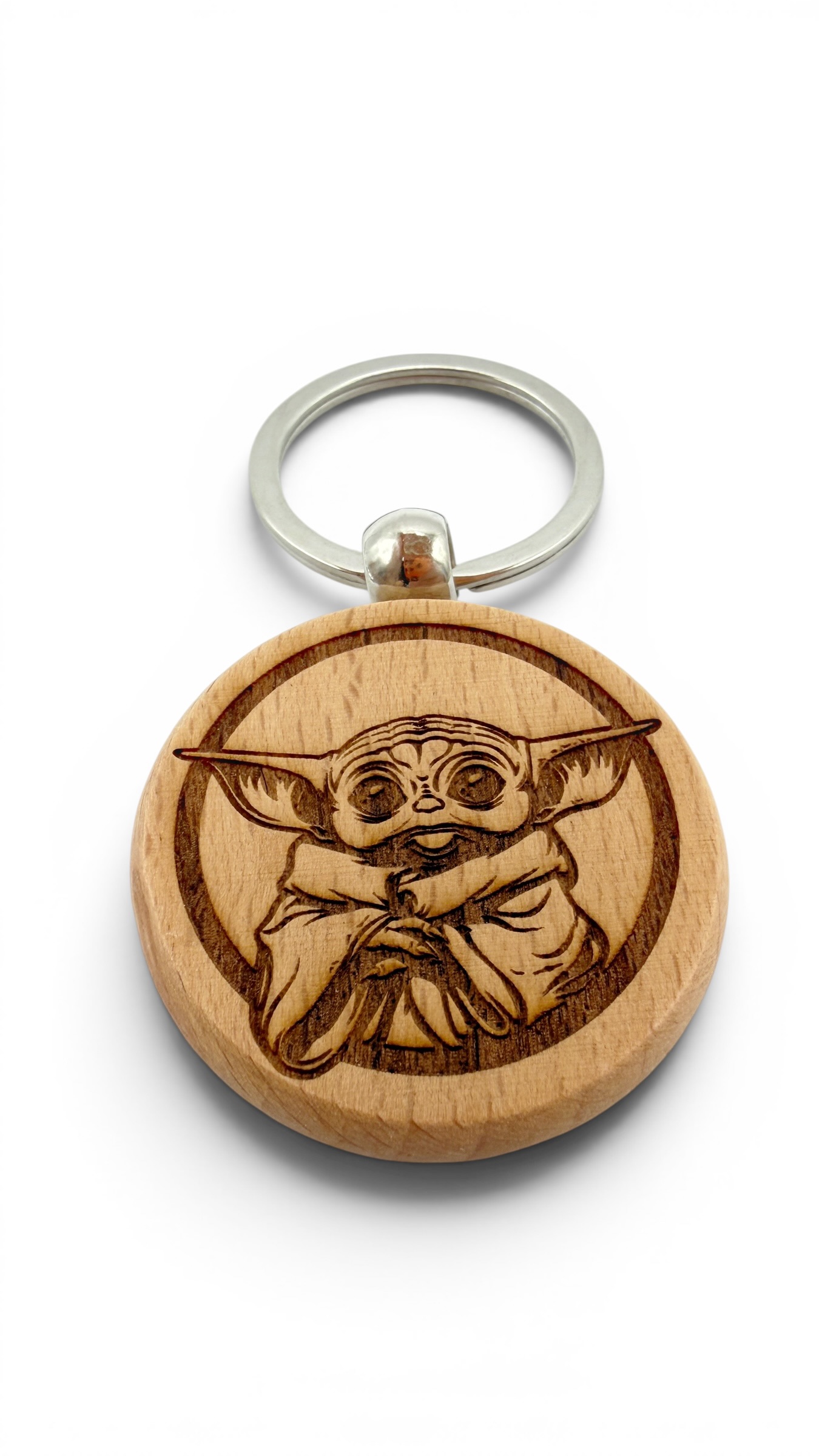 Grogu Baby Yoda - Portachiavi in legno inciso 