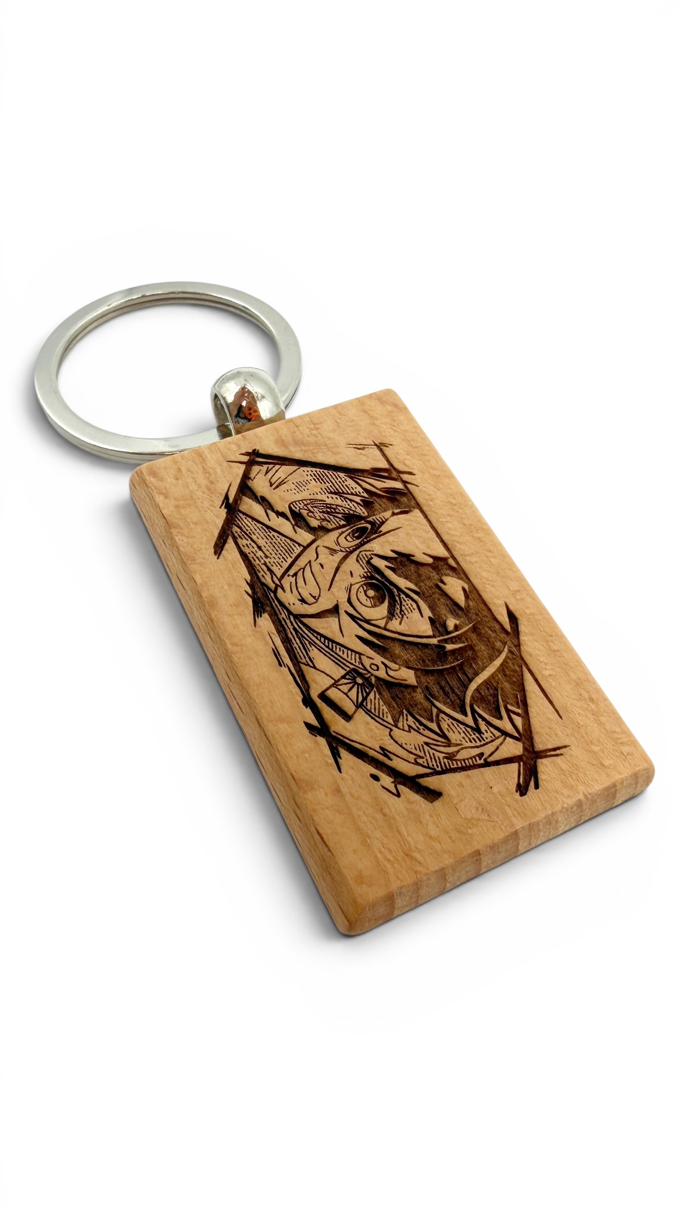 Tanjiro Demon Slayer - Portachiavi in legno inciso 