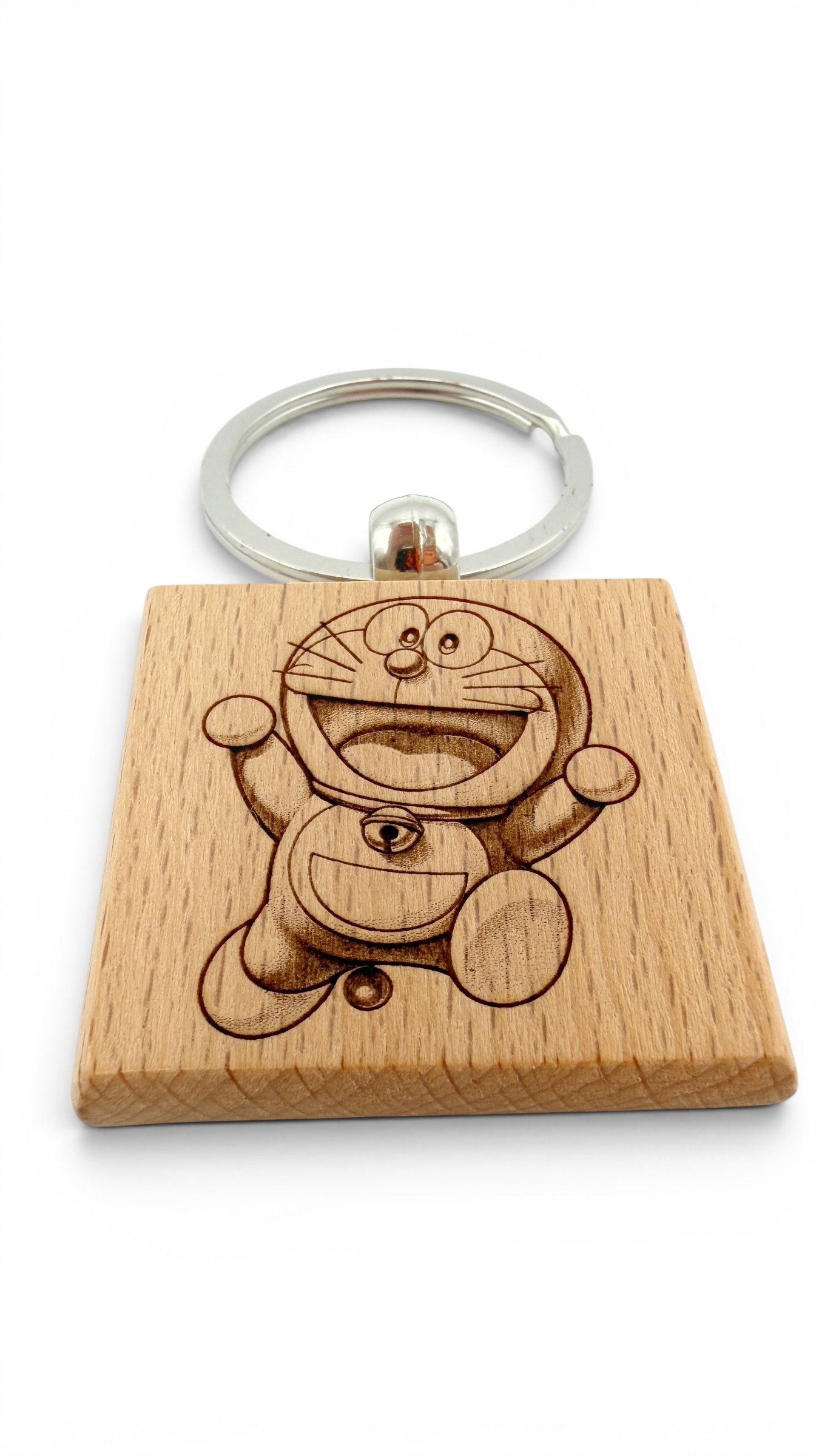 Doraimon - Portachiavi in legno inciso 