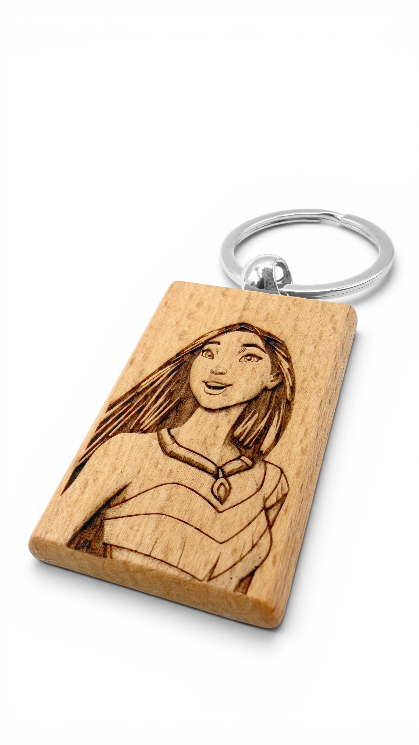 Pocahontas - Portachiavi in legno inciso 