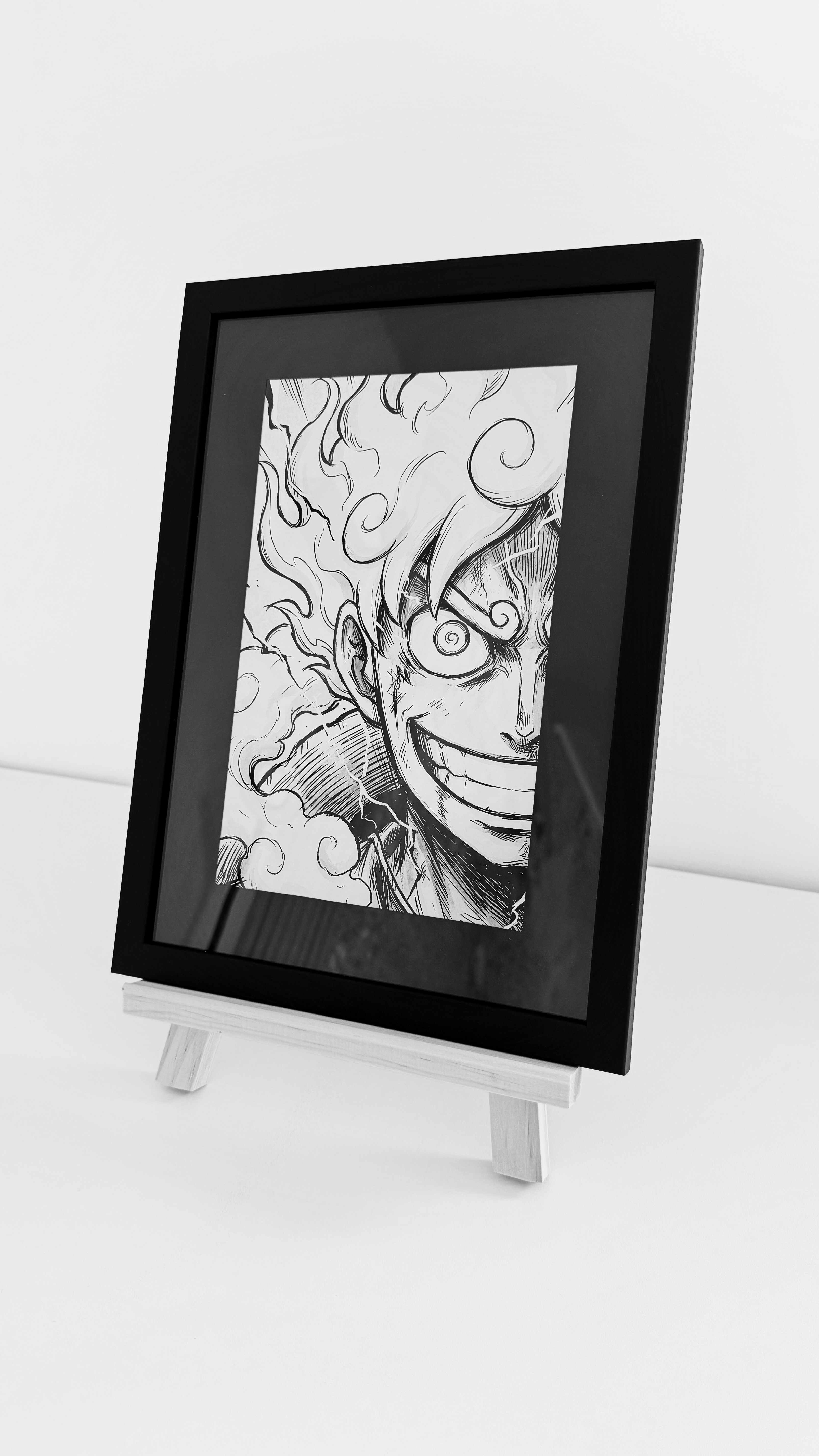 Luffy Gear 5 One Piece - Quadro inciso su alluminio con cornice