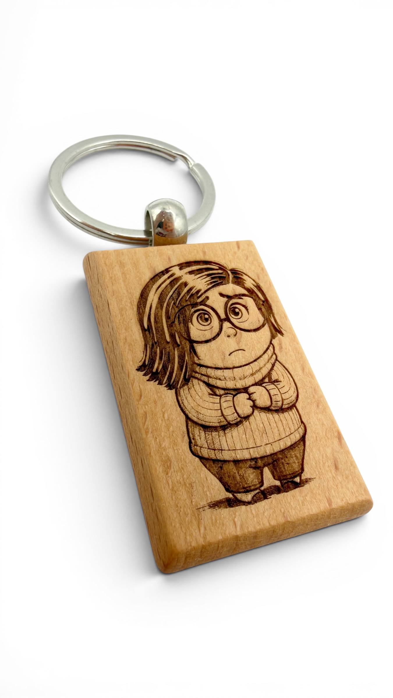 Timidezza Inside out - Portachiavi in legno inciso 