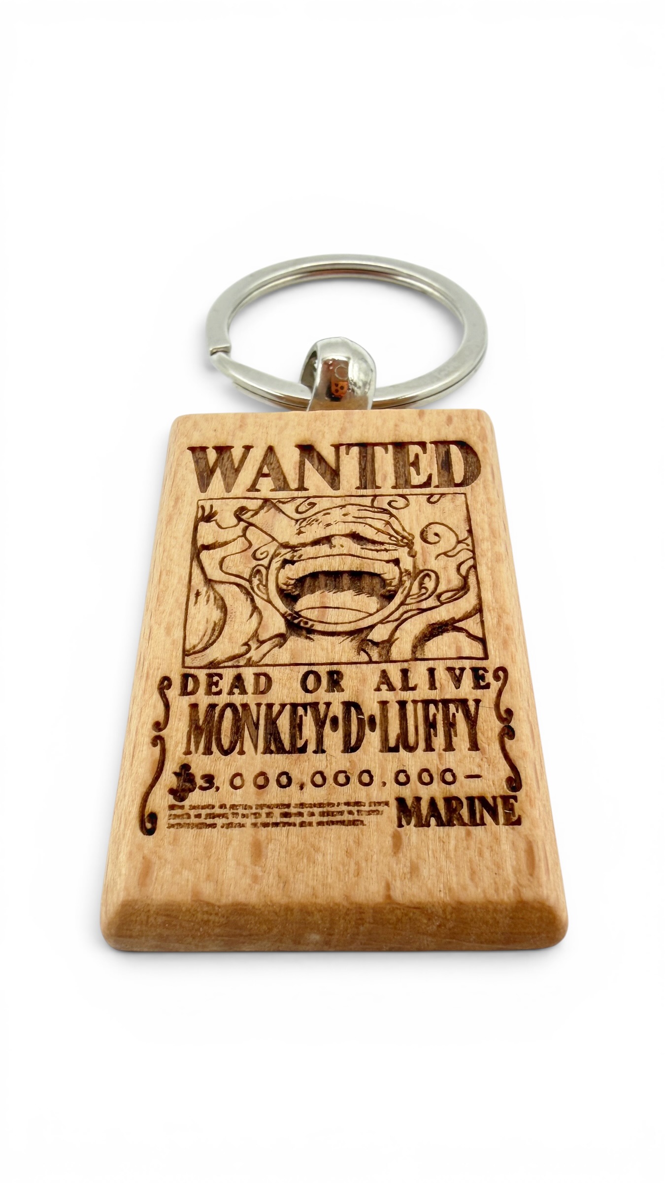 Luffy gear 5 Wanted - Portachiavi in legno inciso 