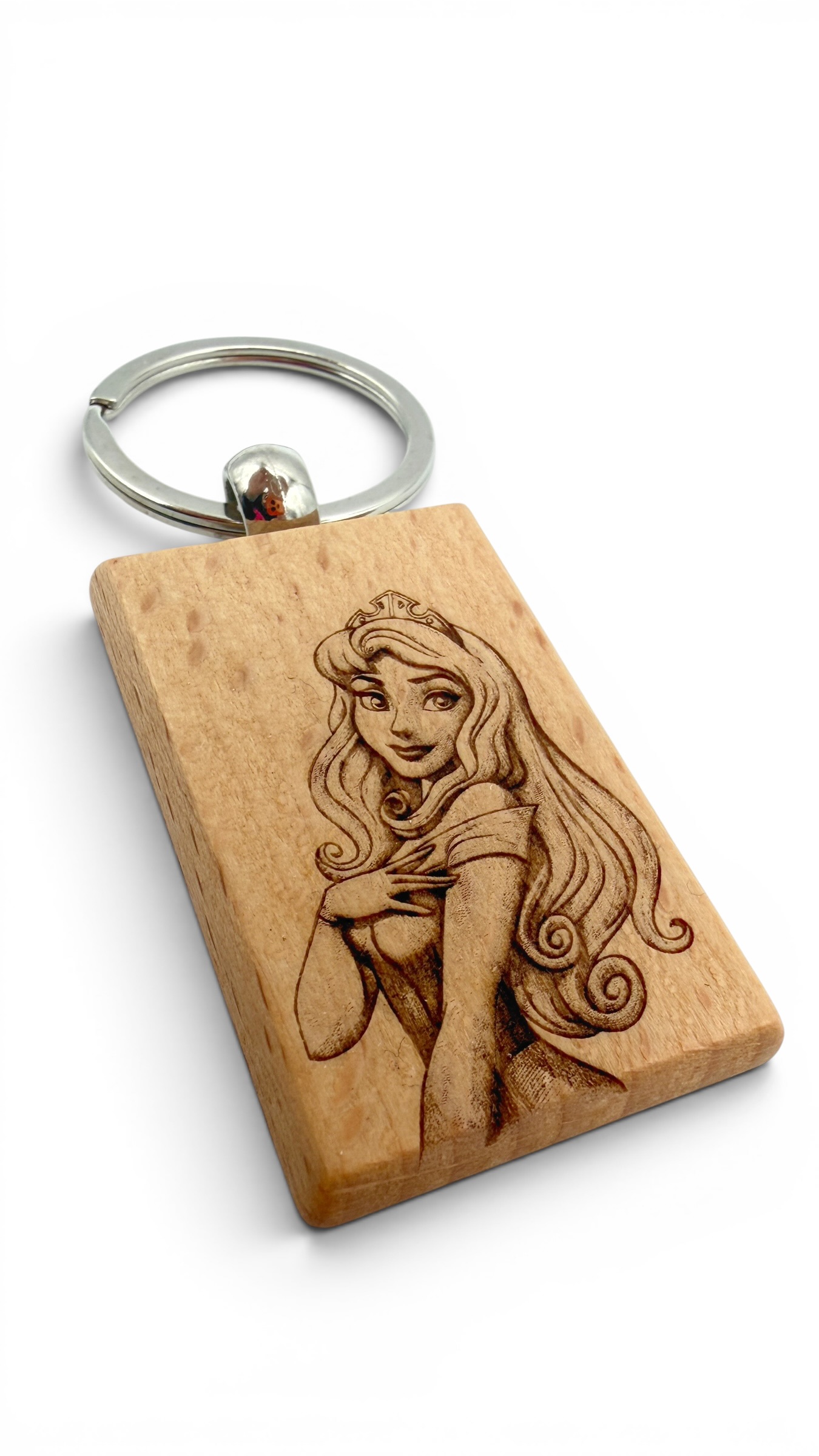 Rapunzel - Portachiavi in legno inciso 