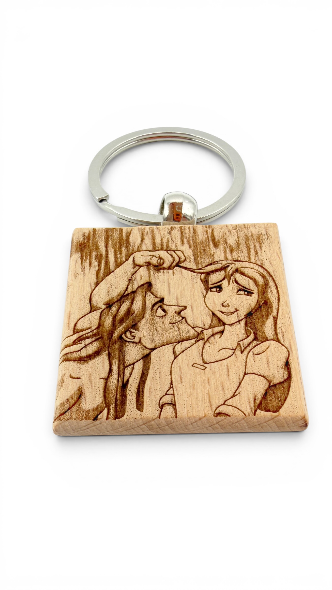Tarzan e Jane - Portachiavi in legno inciso 
